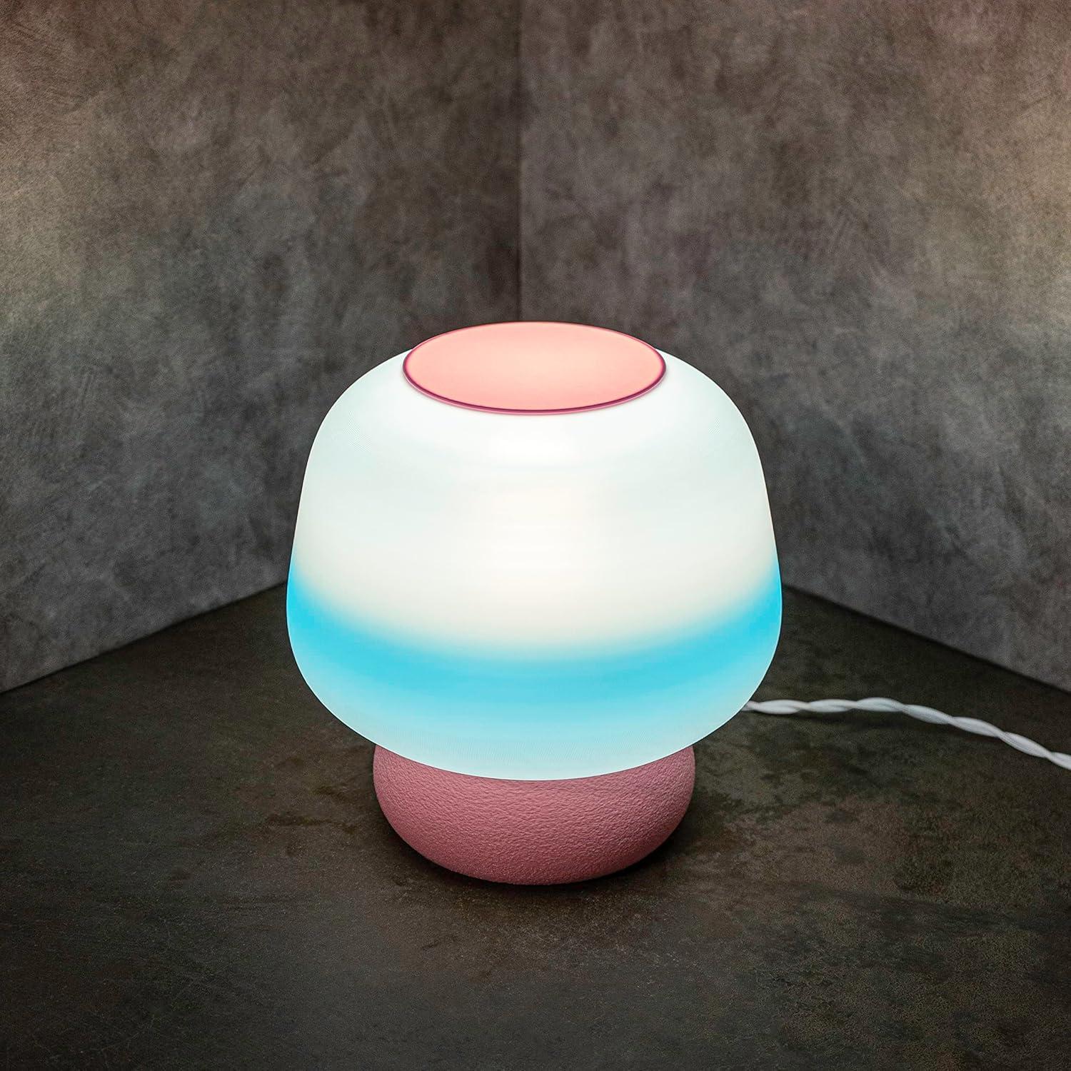 JONATHAN Y USA1004B 3D Printed Dimmable LED Table Lamp Mushroom 10" Modern Classic Plant-Based PLA for Living Room, Dorm, Home, Office (LED Bulb Included), Blue/White/Light