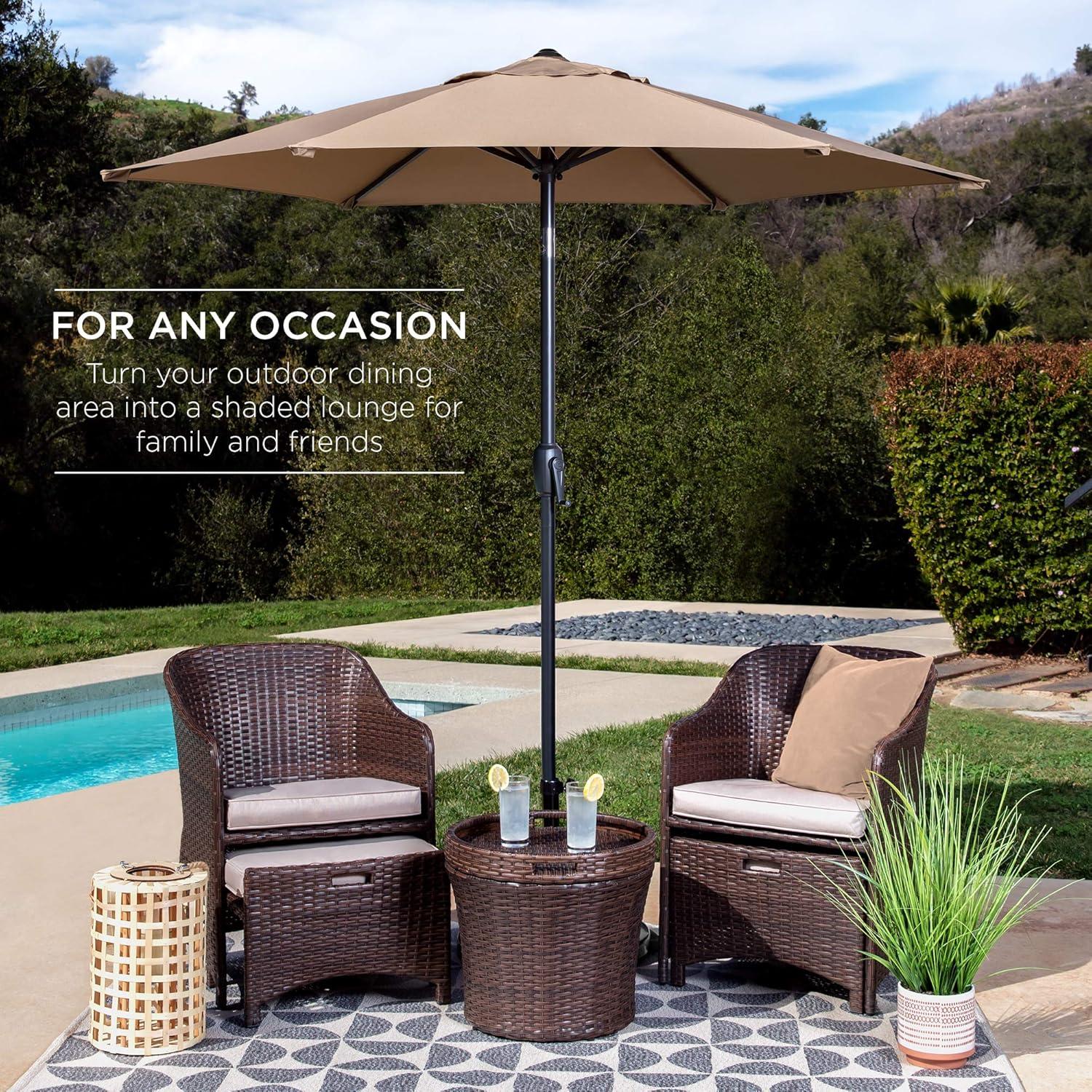 Best Choice Products 7.5ft Heavy-Duty Outdoor Market Patio Umbrella w/ Push Button Tilt, Easy Crank