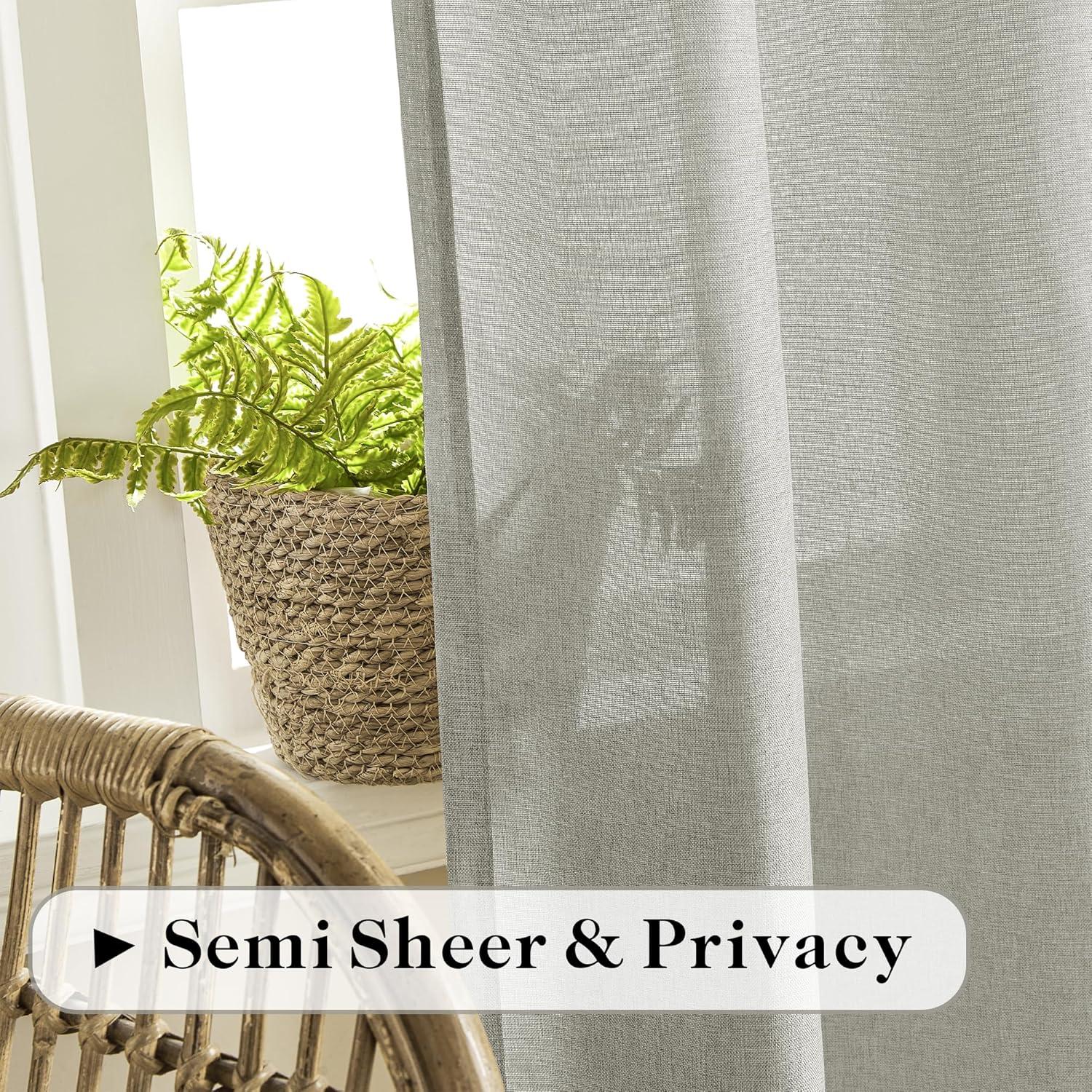 Heather Grey Faux Linen Room Darkening Curtain (1 Panel), Heather Grey, 50W X 96L
