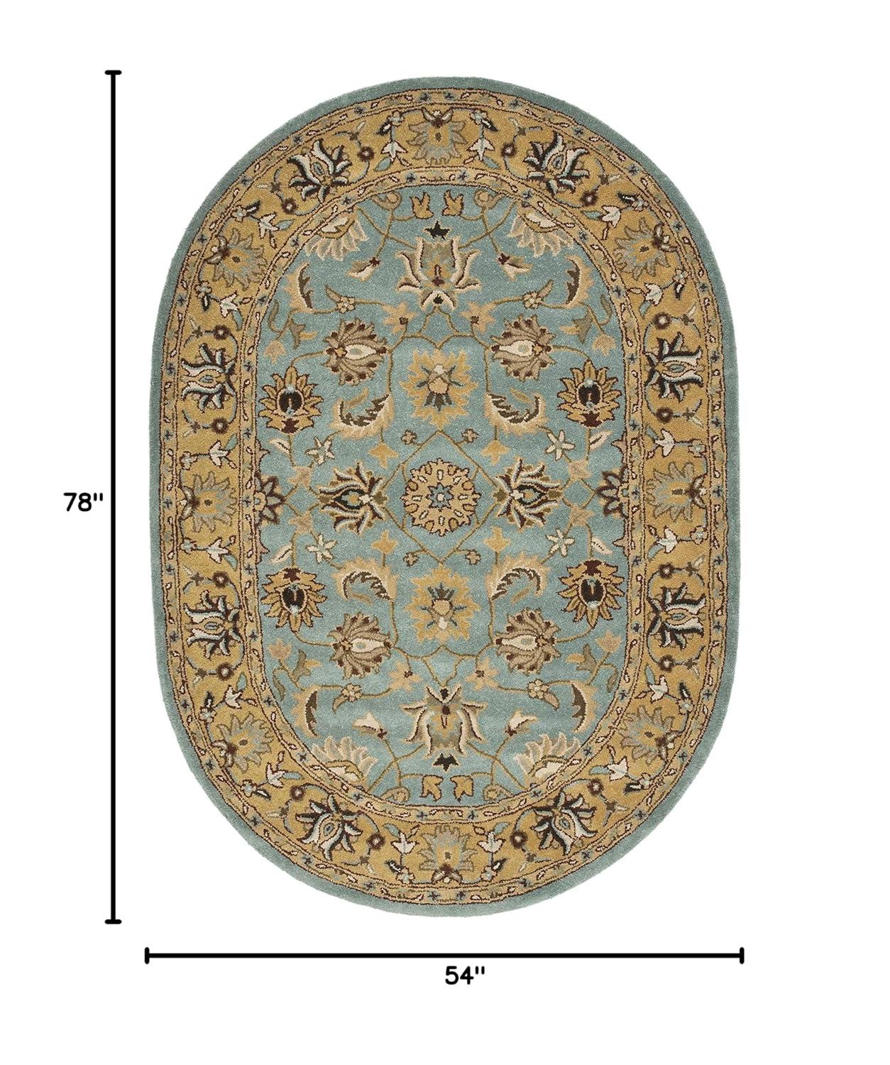 SAFAVIEH Heritage Dexter Traditional Wool Area Rug, Blue/Gold, 4'6" x 6'6" Oval
