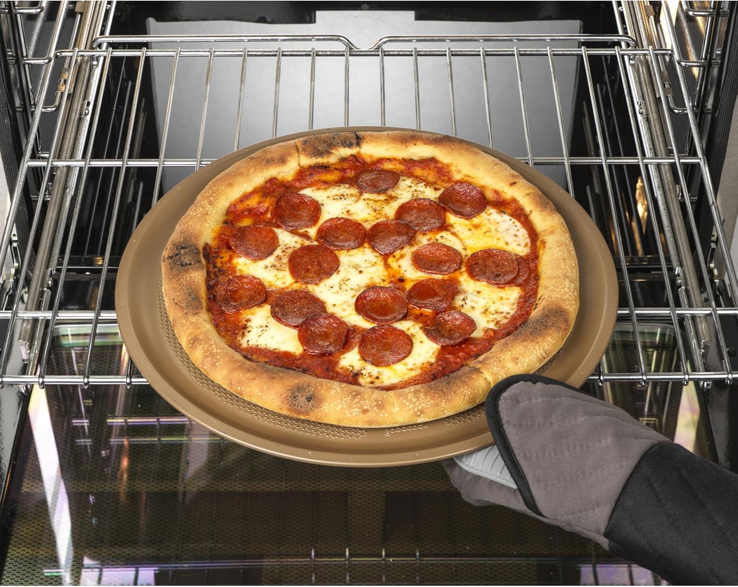 GoodCook 16" Best Bake Nonstick Pizza Pan: Round Carbon Steel Pizza Tray, 16-Inch, Dishwasher-Safe