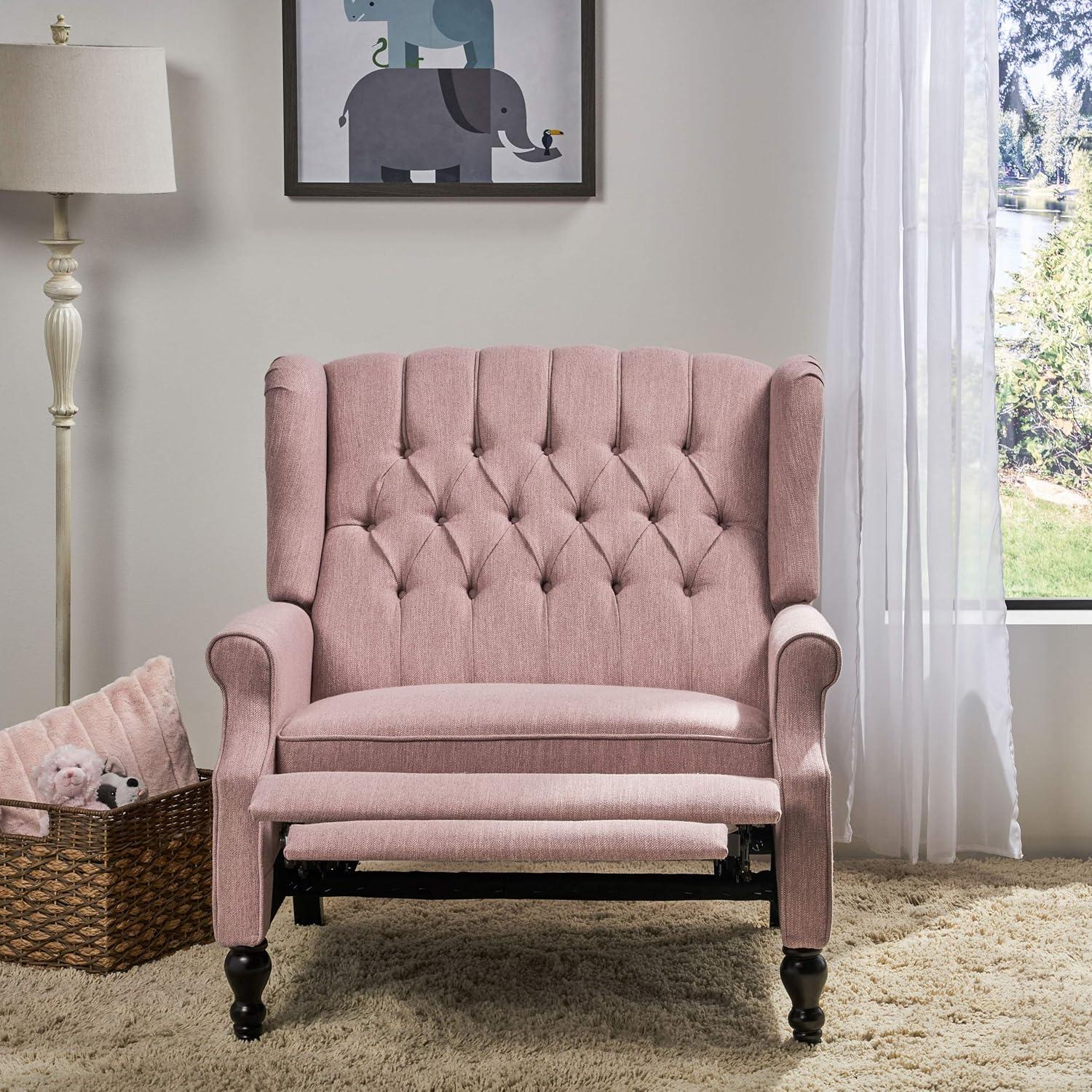 Appaloosa Oversized Wingback Press-Back Recliner Pink - Christopher Knight Home: Chic Tufted, Nailhead Trim, Polyester Upholstery