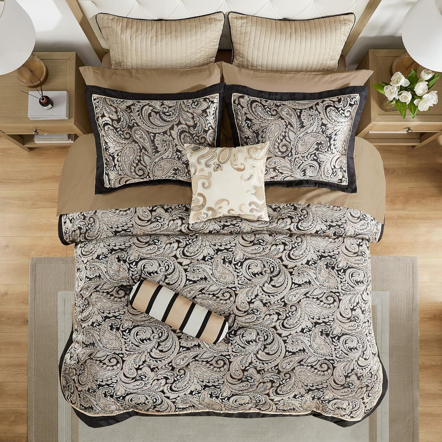 Madison Park Aubrey 12 Piece Comforter Set with Cotton Bed Sheets