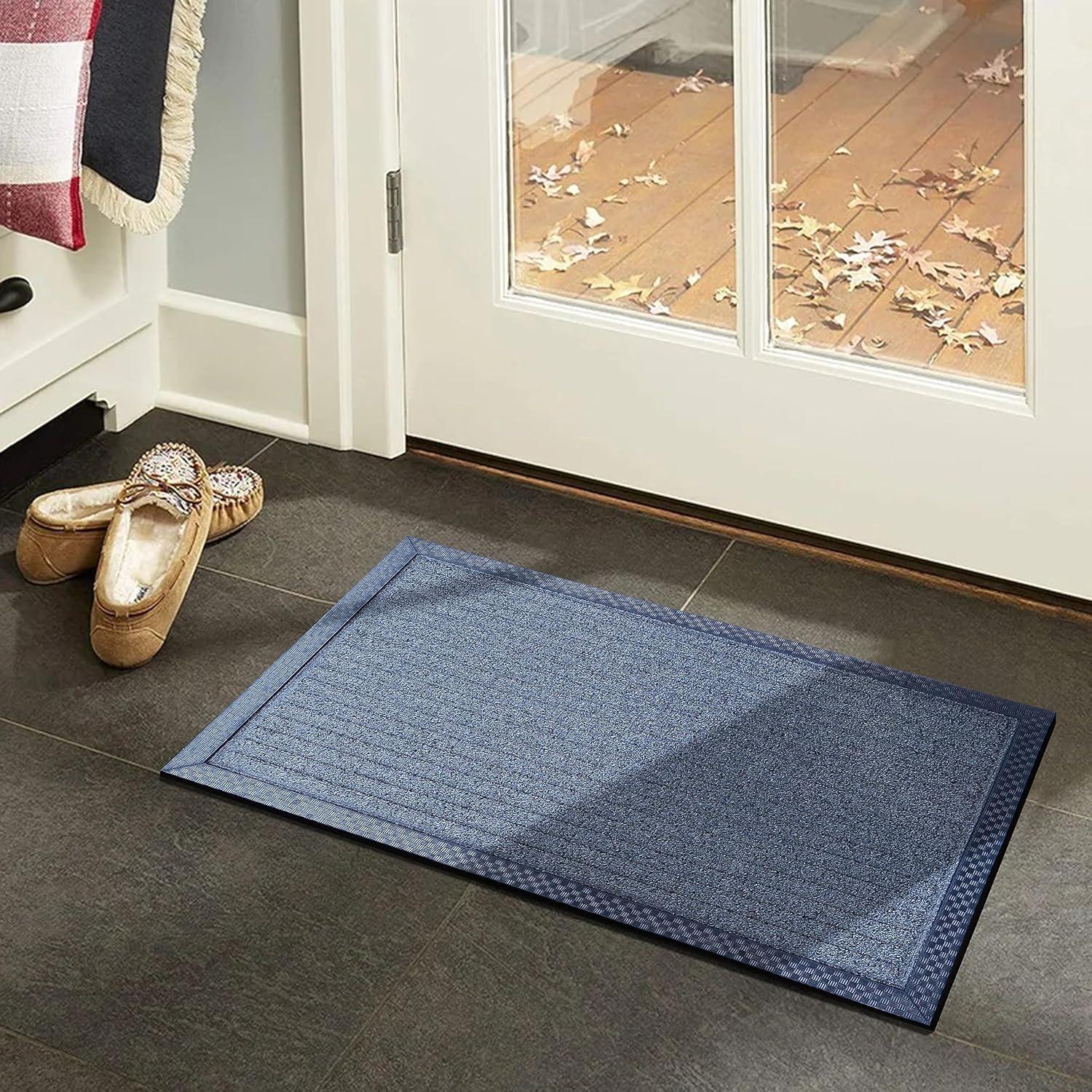 A1HC Indoor Outdoor Mat, Front and Back Entrance Welcome Mats, Front Door Patio Mats 16X24 Inches, Non-Slip Easy Clean Entrance Washable Doormat, Grey Stripe