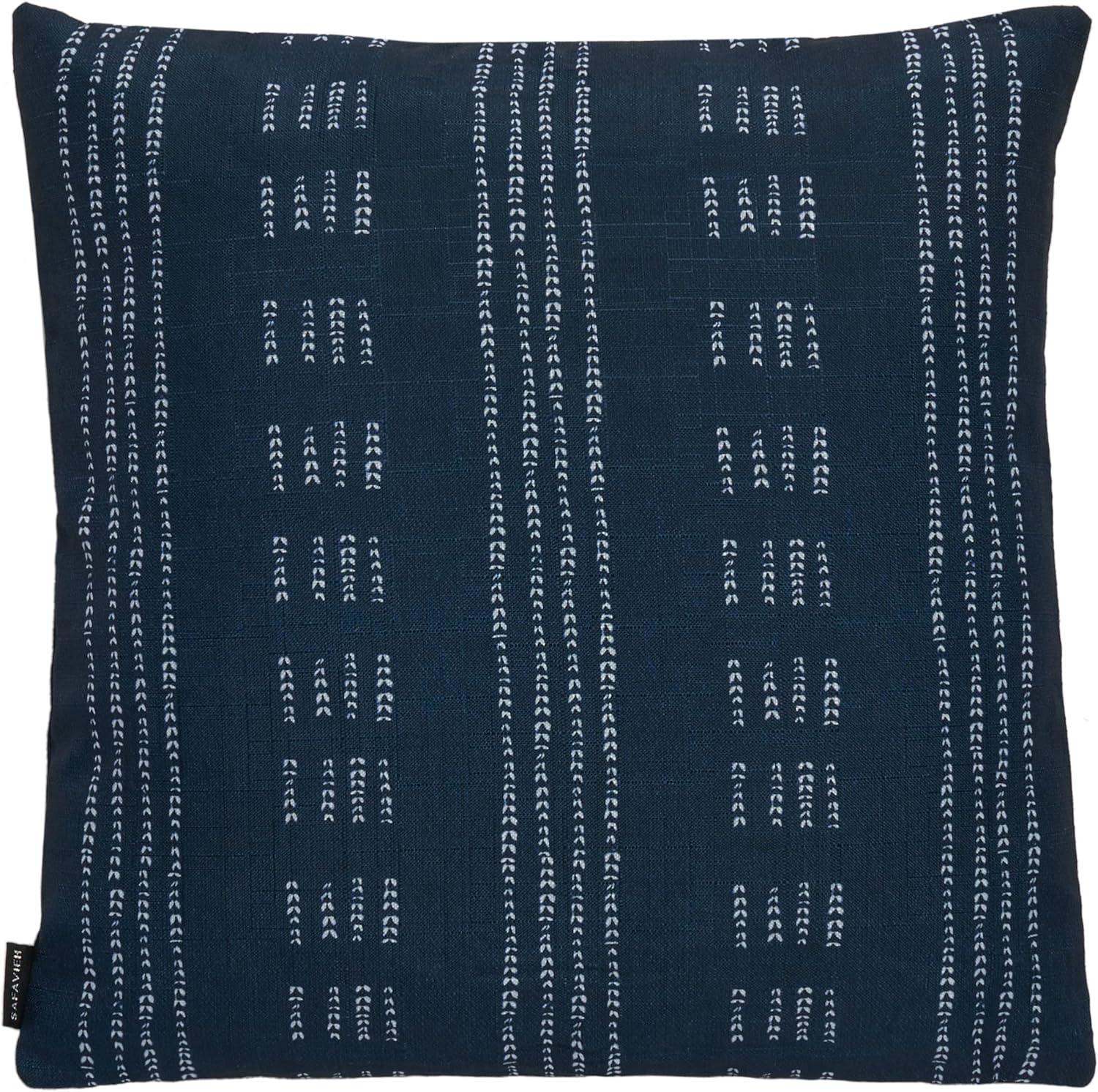 Navy and White Striped Rectangular Throw Pillow