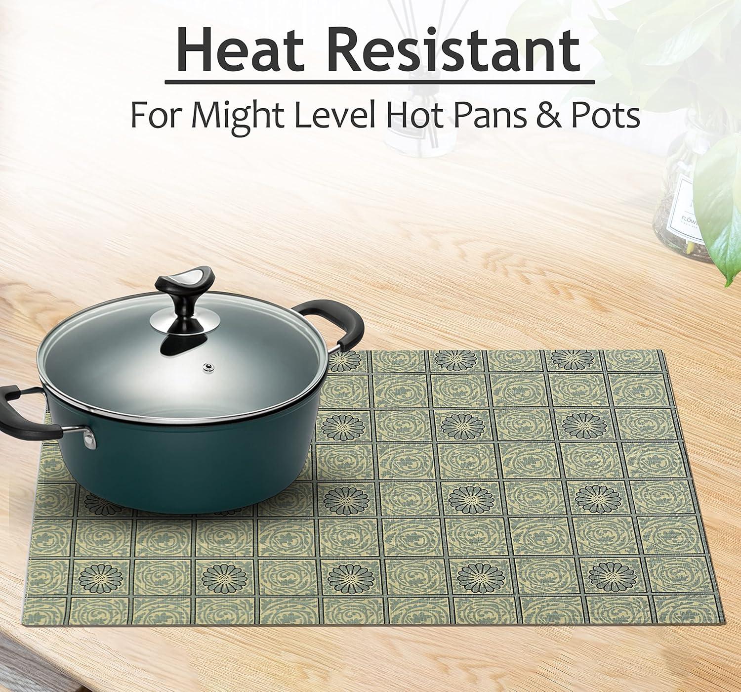 Ruvanti Placemats 100% Cotton 13x19 inch, Dining Table Placemats Set of 6, Modern Place Mats for Dining Table Décor, Kitchen & Table Linens, Coffee Mat for Christmas Dinners – Floral Tiles