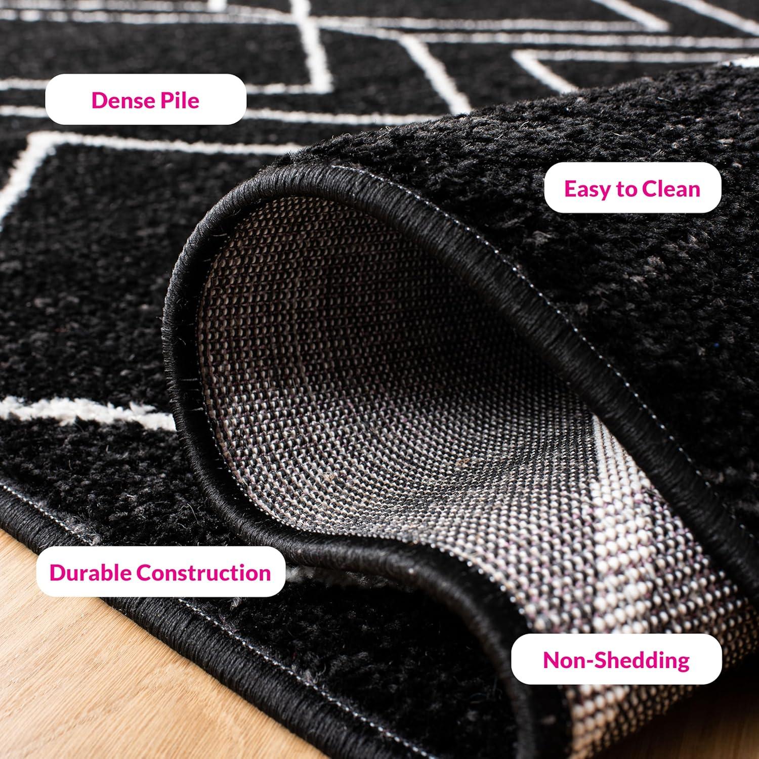 Adirondack ADR241 Machine Made Indoor Area Rug - Black/Ivory - 8'x8' - Safavieh