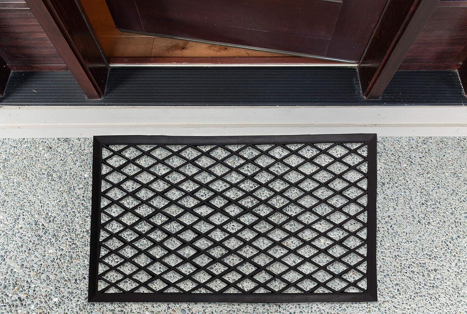 Diamond Lattice 18" x 30" Black Rubber Outdoor Doormat