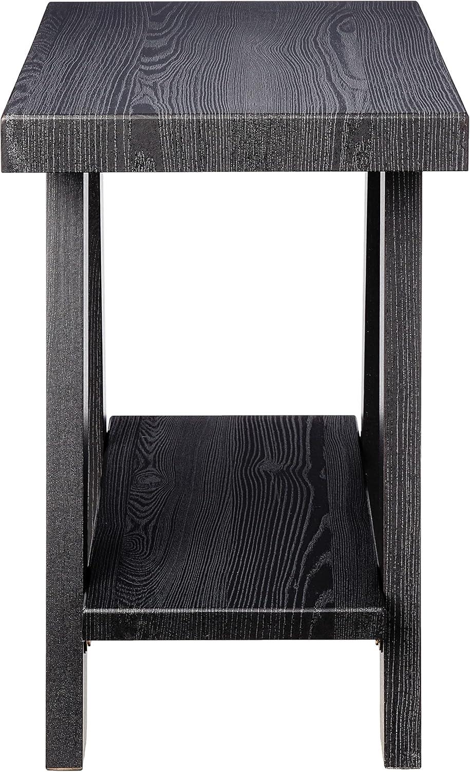 Roundhill Furniture Athens Contemporary Wood Shelf Side Table in Black Finish