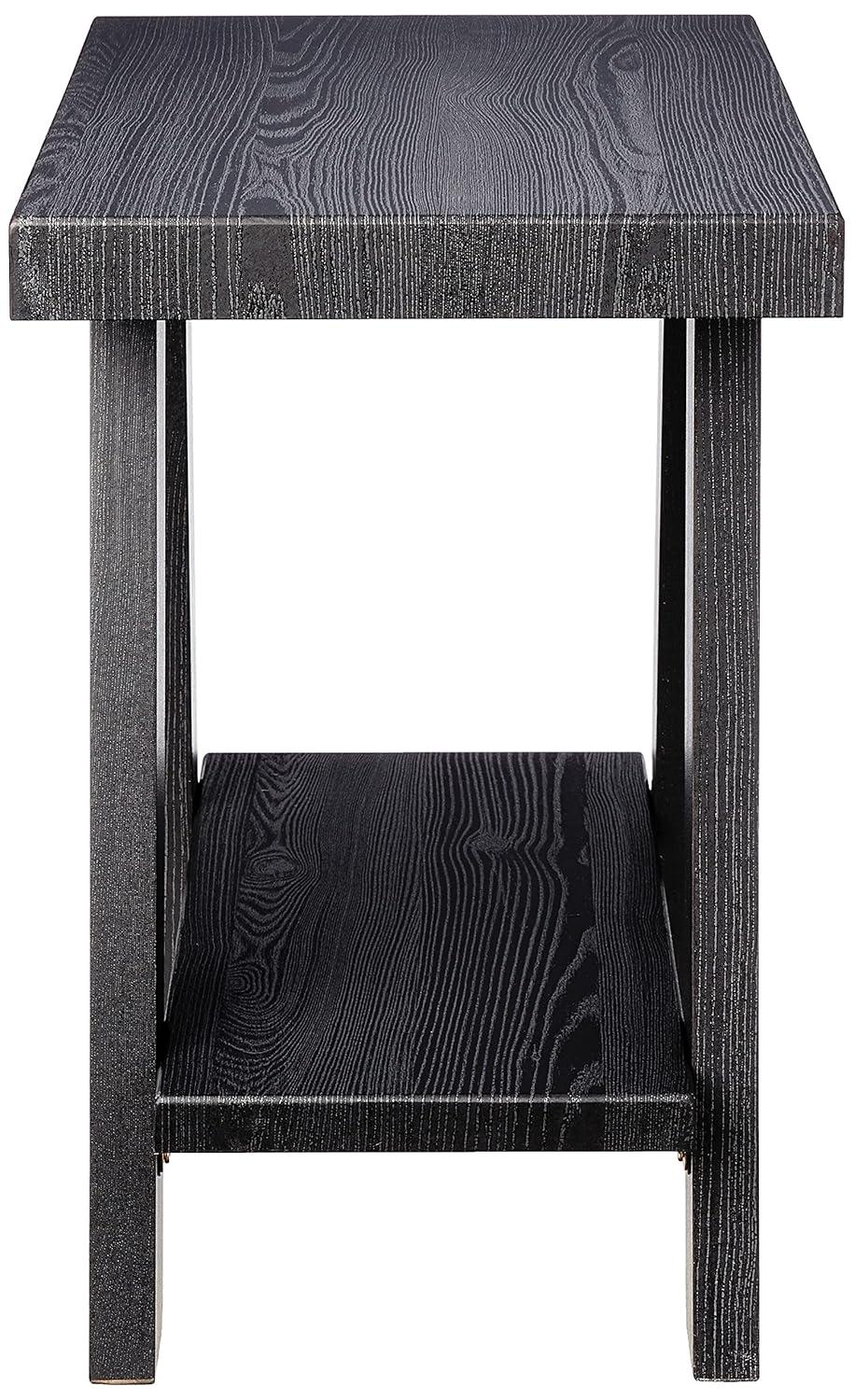 Roundhill Furniture Athens Contemporary Wood Shelf Side Table in Black Finish