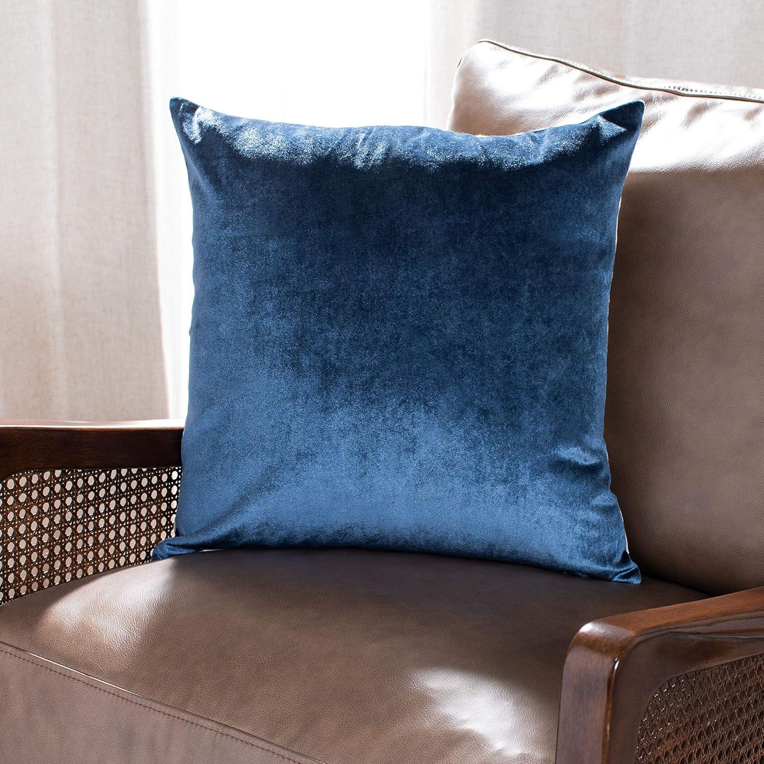 SAFAVIEH Kelsa 18" x 18" Metallic Plush Pillow, Blue