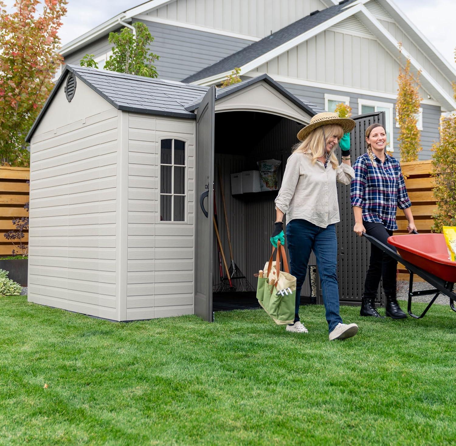 10 Ft. x 8 Ft. High-Density Polyethylene Outdoor Storage Shed with Steel-Reinforced Construction