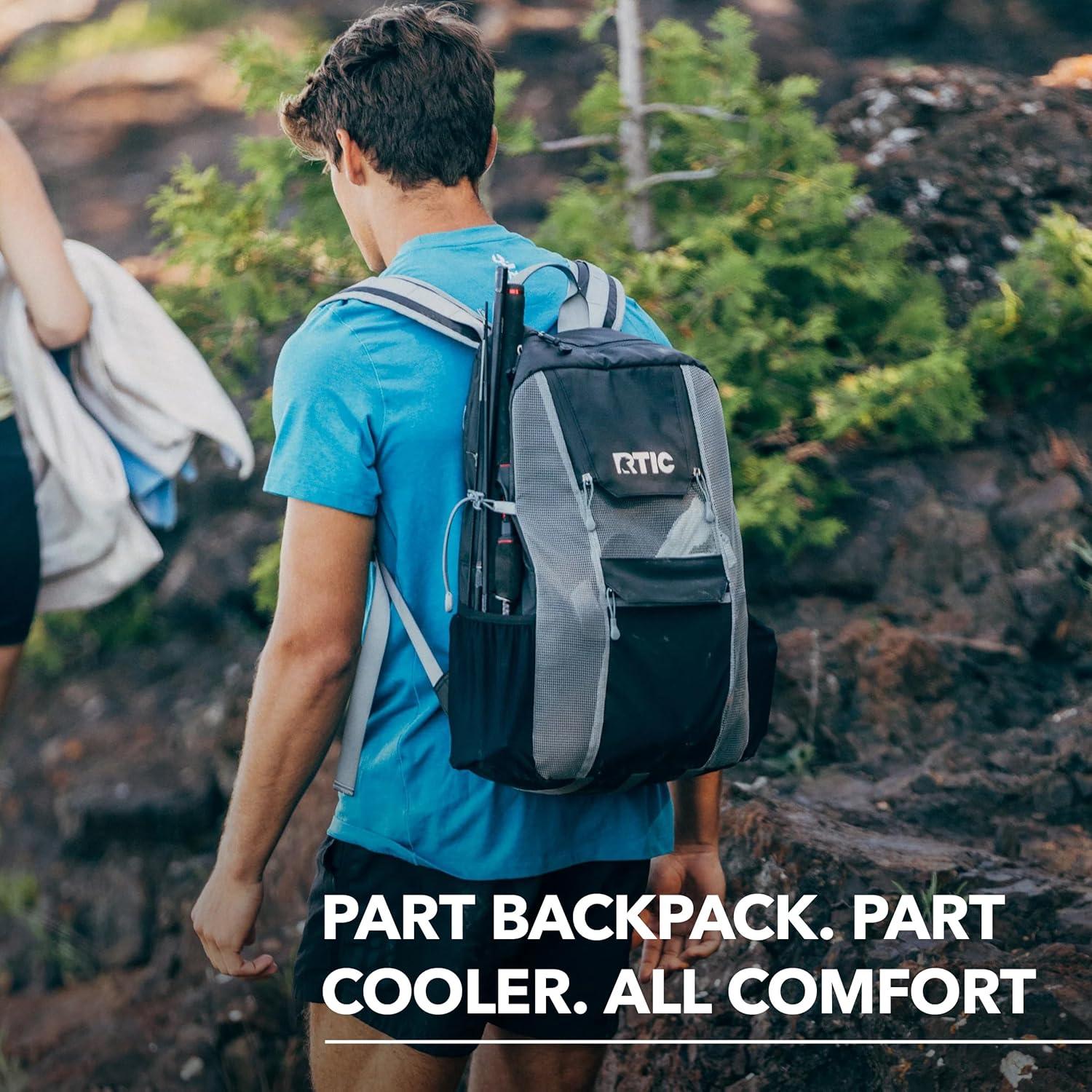 RTIC 24 Can Chillout Backpack Cooler, 2-in-1 Insulated with Extra Pockets, Olive/Burnt Orange
