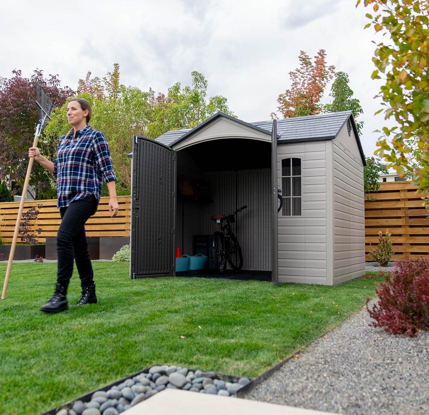 Lifetime 10 Ft. x 8 Ft. High-Density Polyethylene Outdoor Storage Shed with Steel-Reinforced Construction & Reviews | Wayfair
