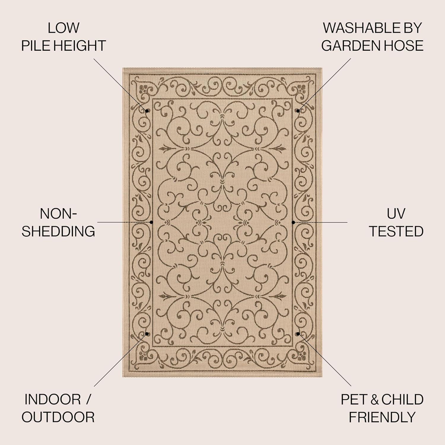 Charleston Vintage Filigree Textured Weave Indoor/Outdoor Area Rug  - JONATHAN Y