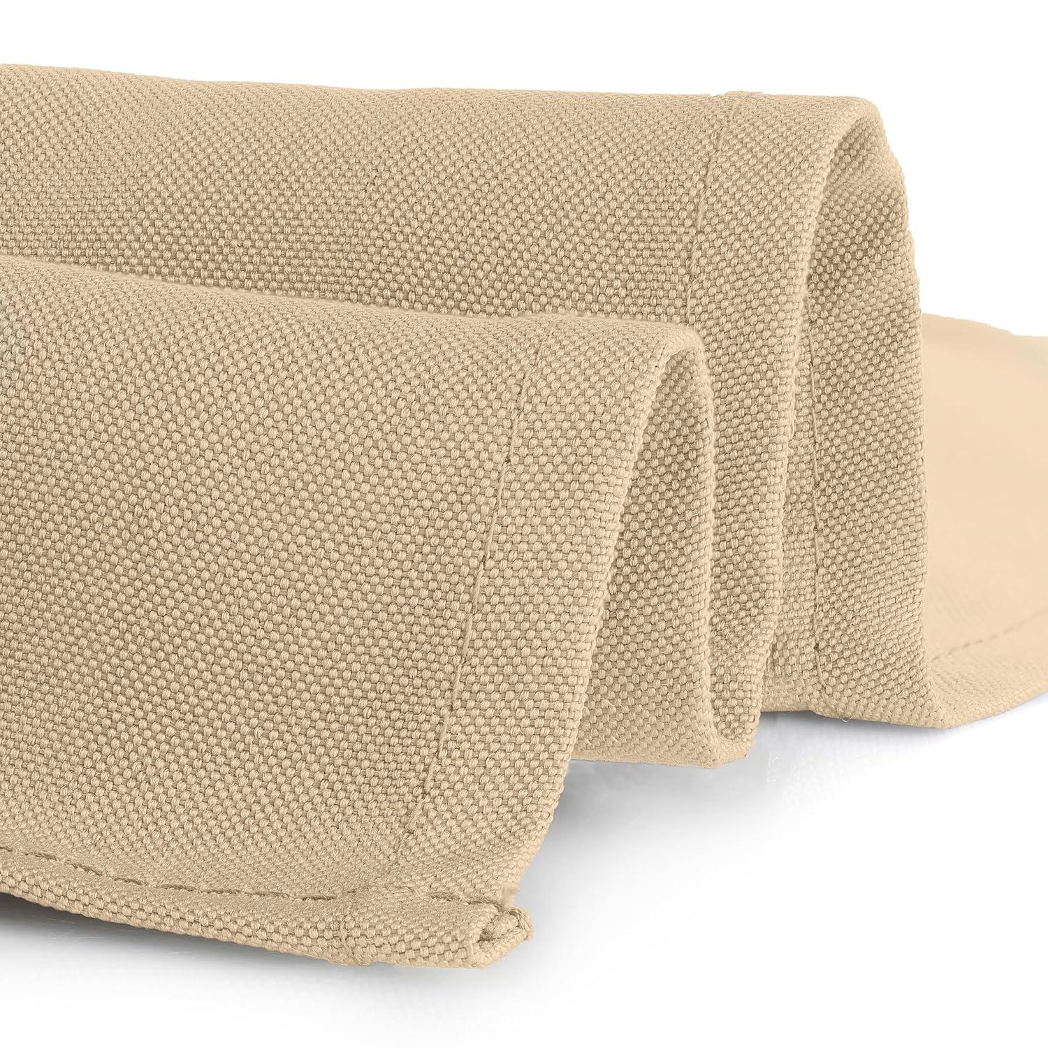 Gee Di Moda Cloth Napkins - 17 x 17 Inch - Heavy Duty Washable Polyester - Set of 12 - Beige