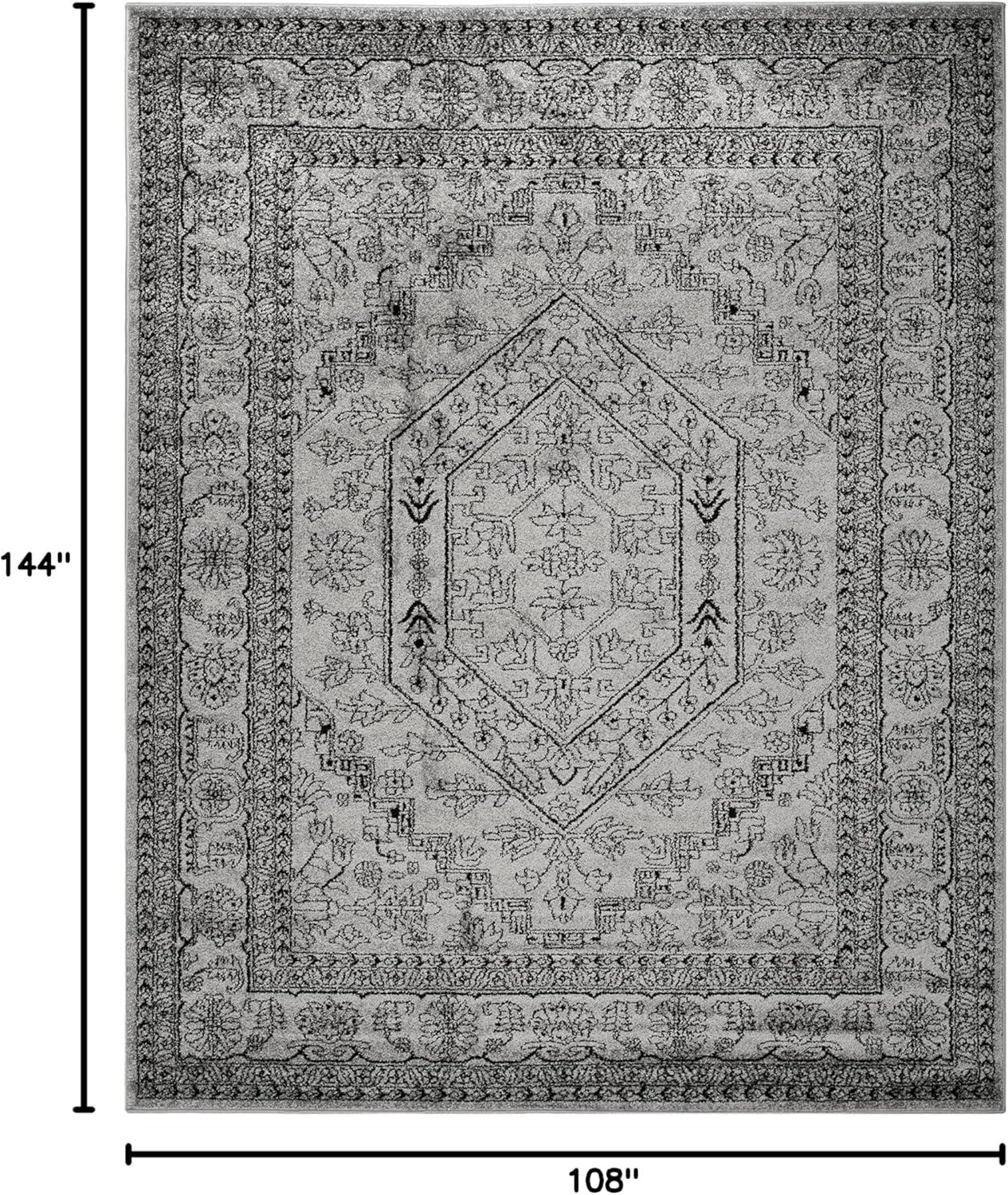 SAFAVIEH Adirondack Xavier Traditional Area Rug, Silver/Black, 9' x 12'