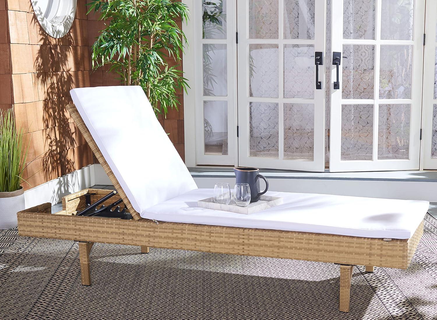Cam Sunlounger - Outdoor - PAT7501 - Natural/White -Safavieh