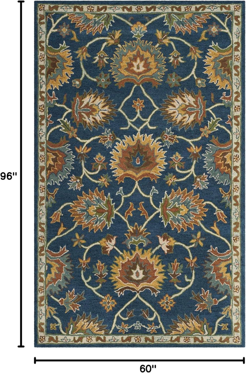 SAFAVIEH Heritage Sharla Floral Wool Area Rug, Navy, 5' x 8'