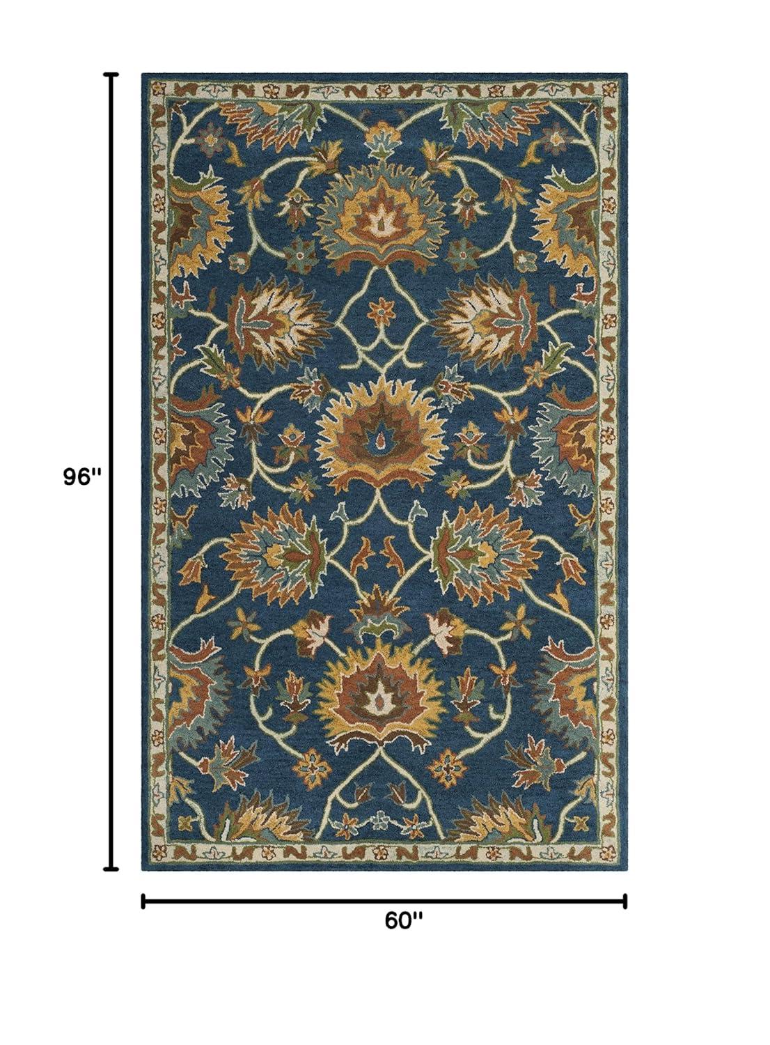 SAFAVIEH Heritage Sharla Floral Wool Area Rug, Navy, 5' x 8'