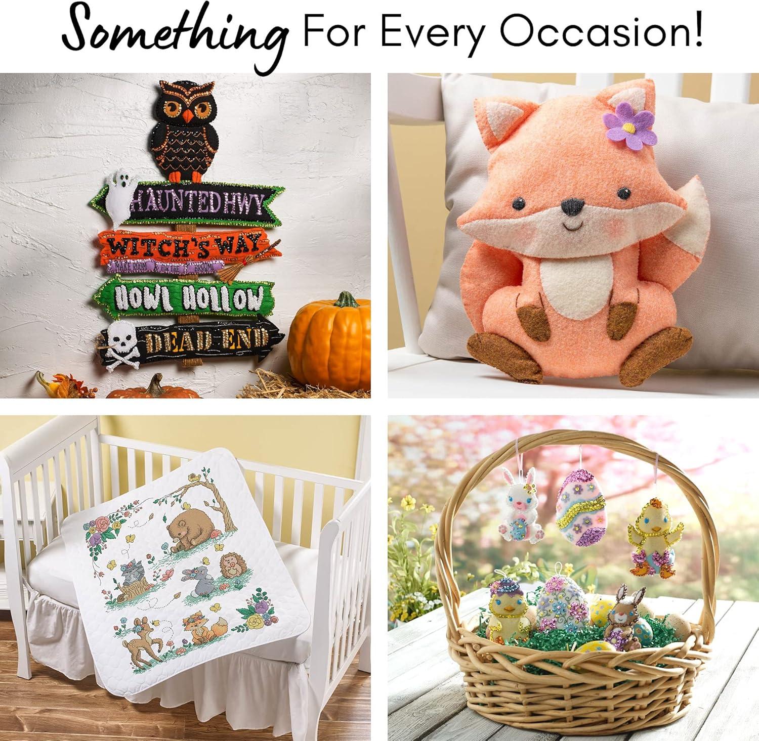 Bucilla Felt Stocking Applique Kit 18" Long-Snowman & Puppies