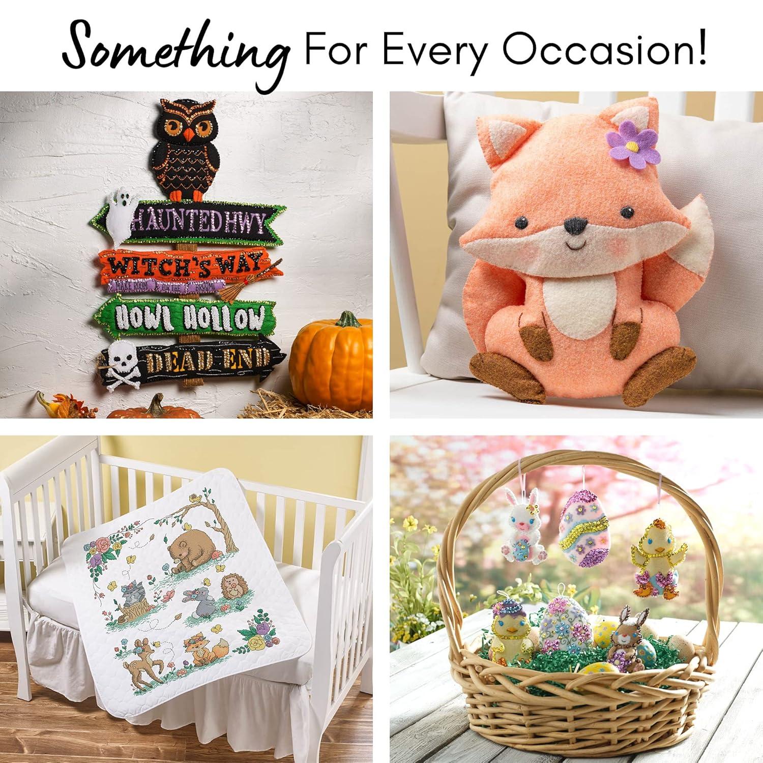 Bucilla Felt Stocking Applique Kit 18" Long-Snowman & Puppies