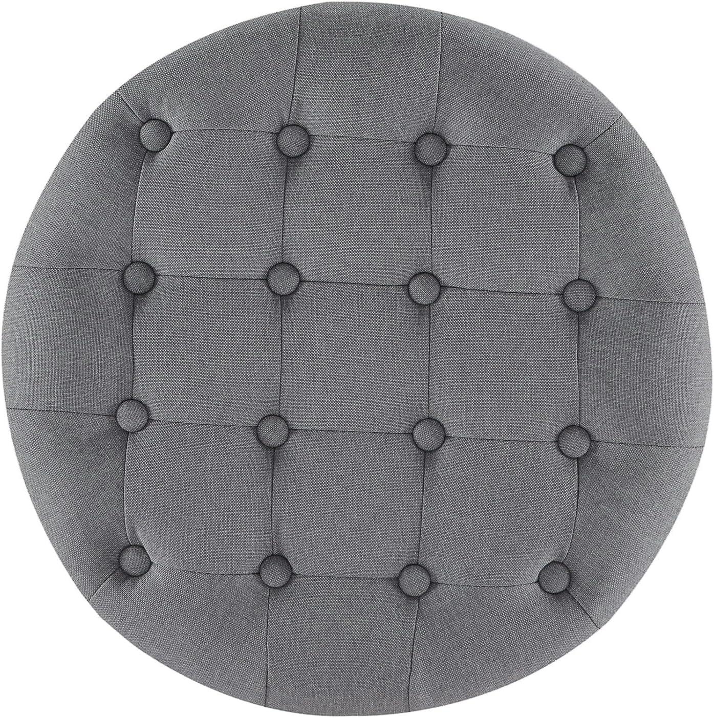 Belleze Nailhead Round Tufted Storage Ottoman Large Footrest Stool Lift Top, Gray