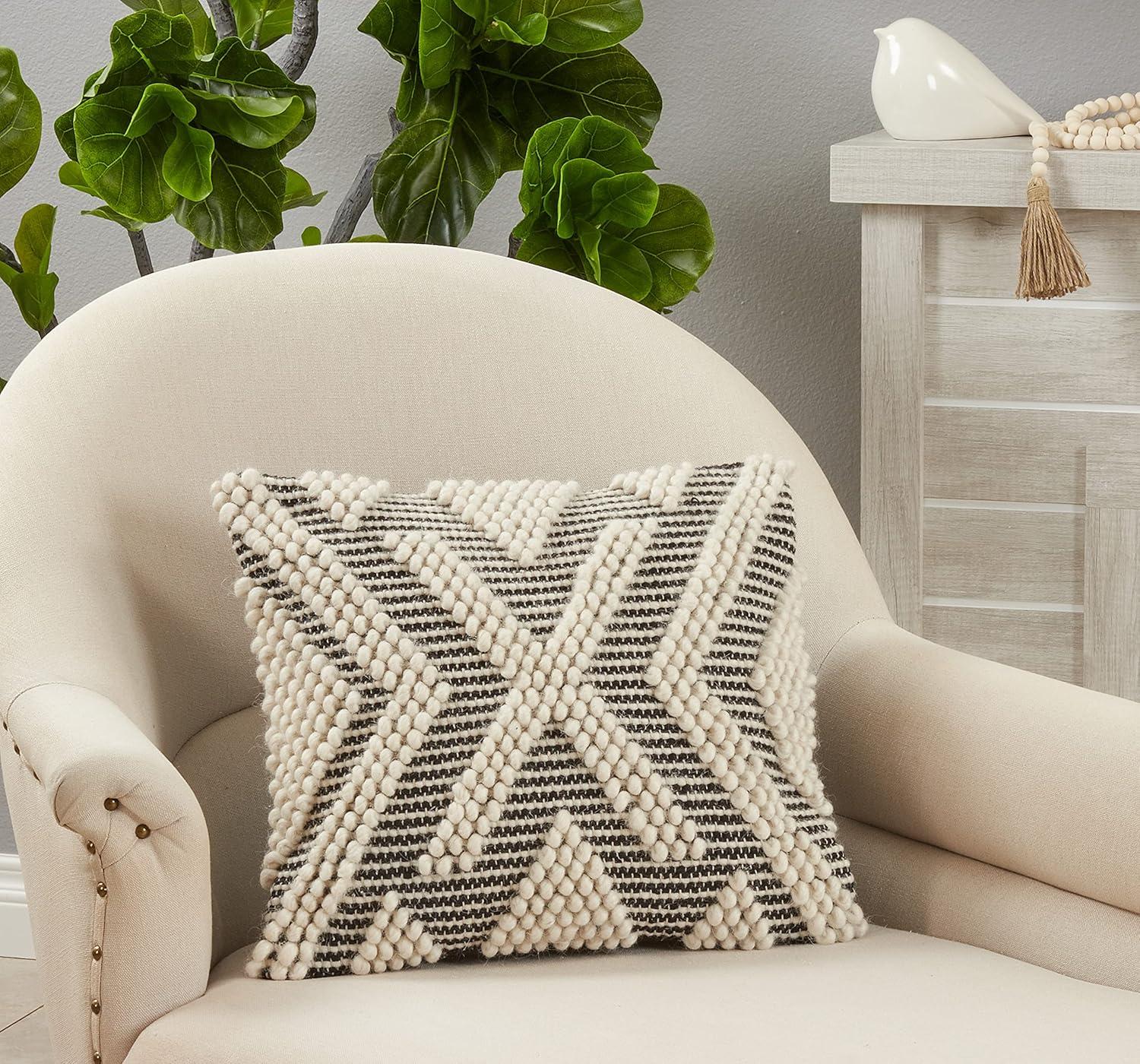 Black and White Cotton Euro Arrow Woven Pillow Cover