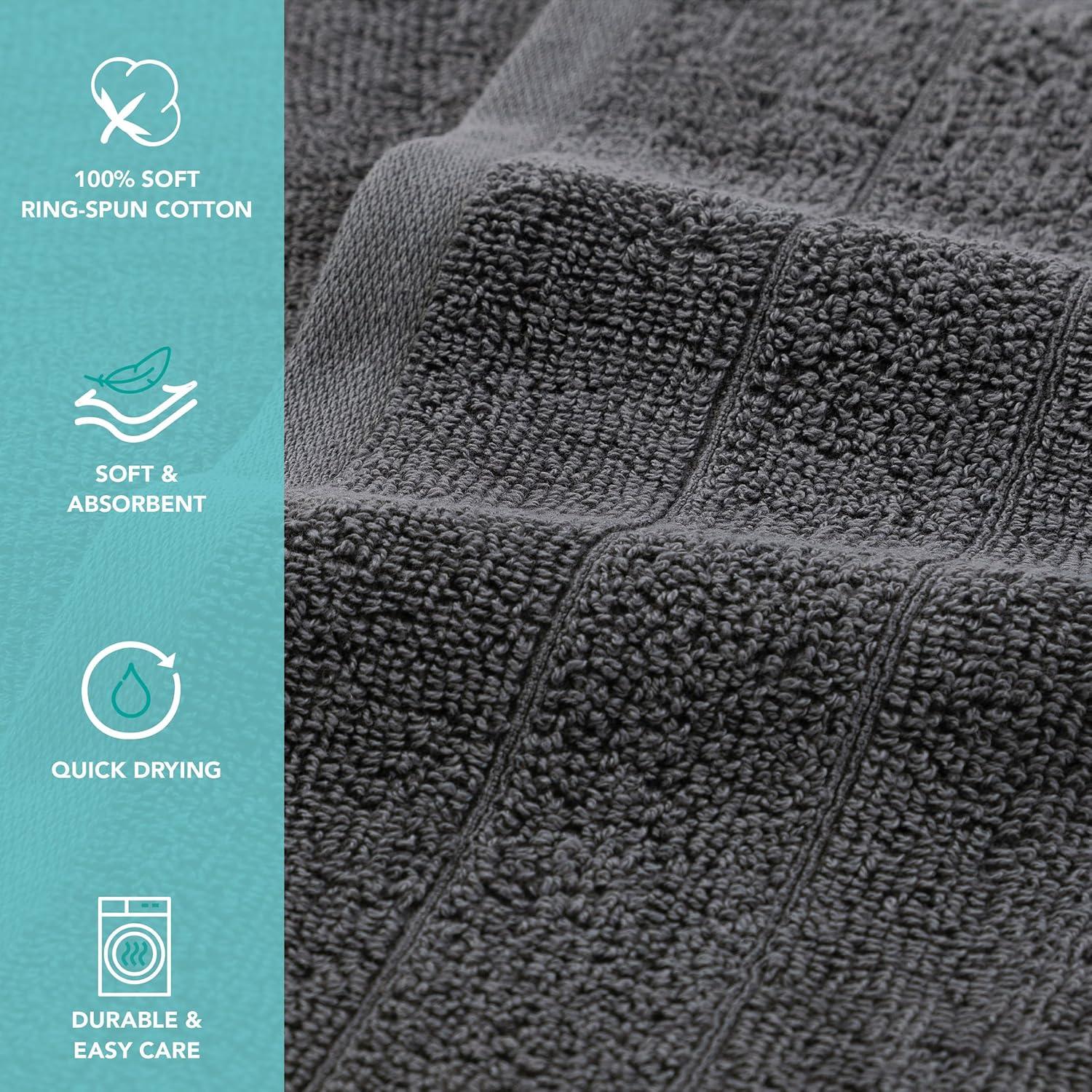 White Classic Luxury 100% Cotton Washcloths Set of 12 - 13x13" Gray