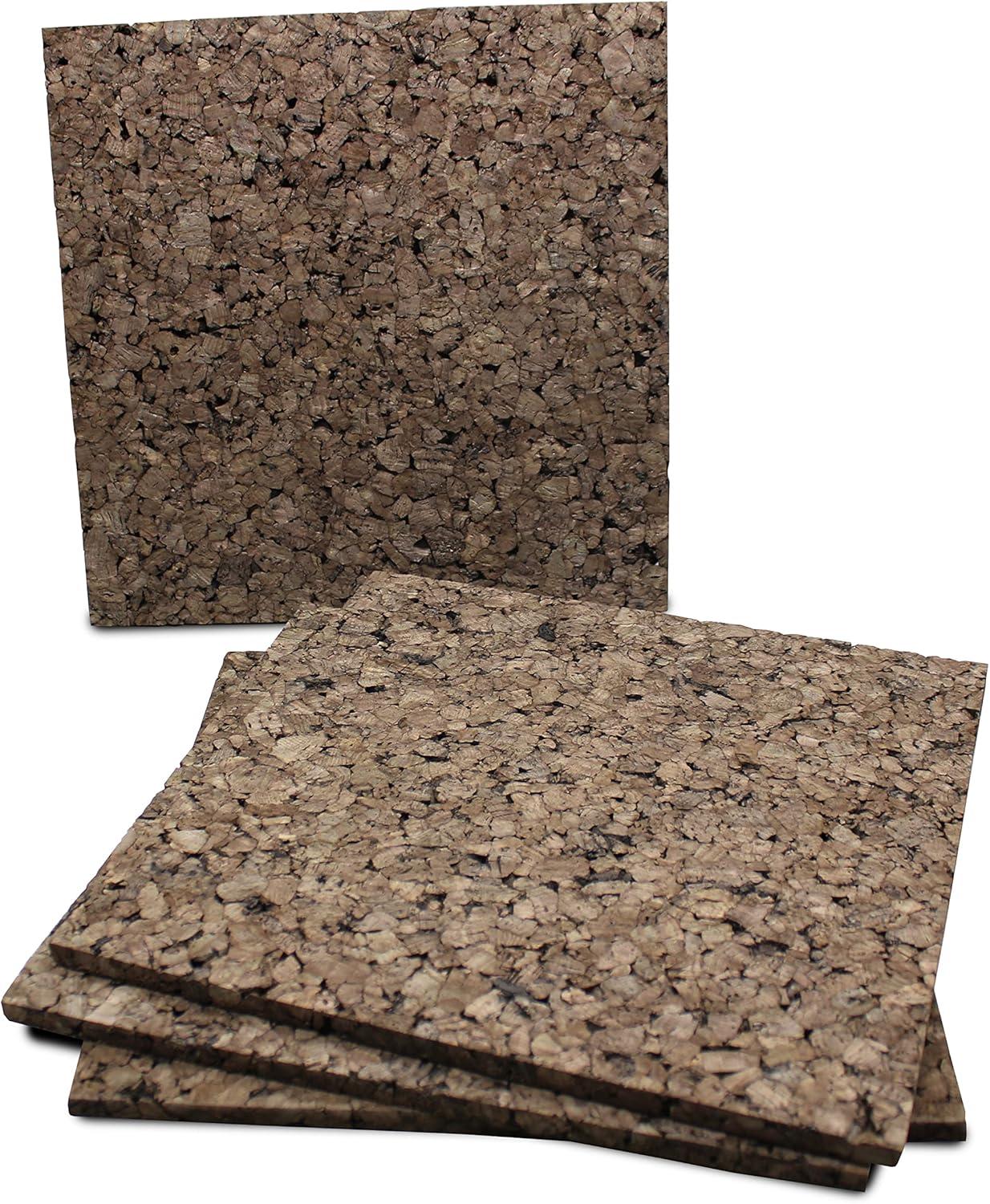 Dark Brown 12" x 12" Cork Bulletin Board Tiles, 4-Pack