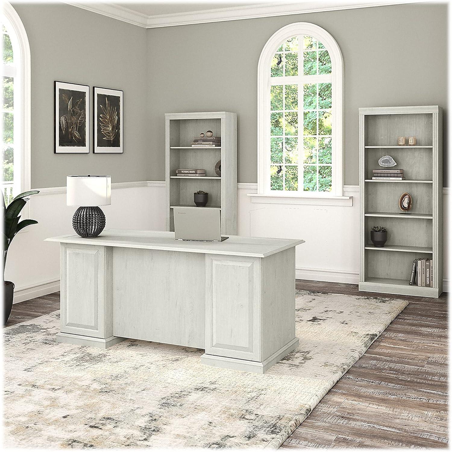 Bush Furniture Saratoga Executive Desk and Two 5 Shelf Bookcases in Cherry