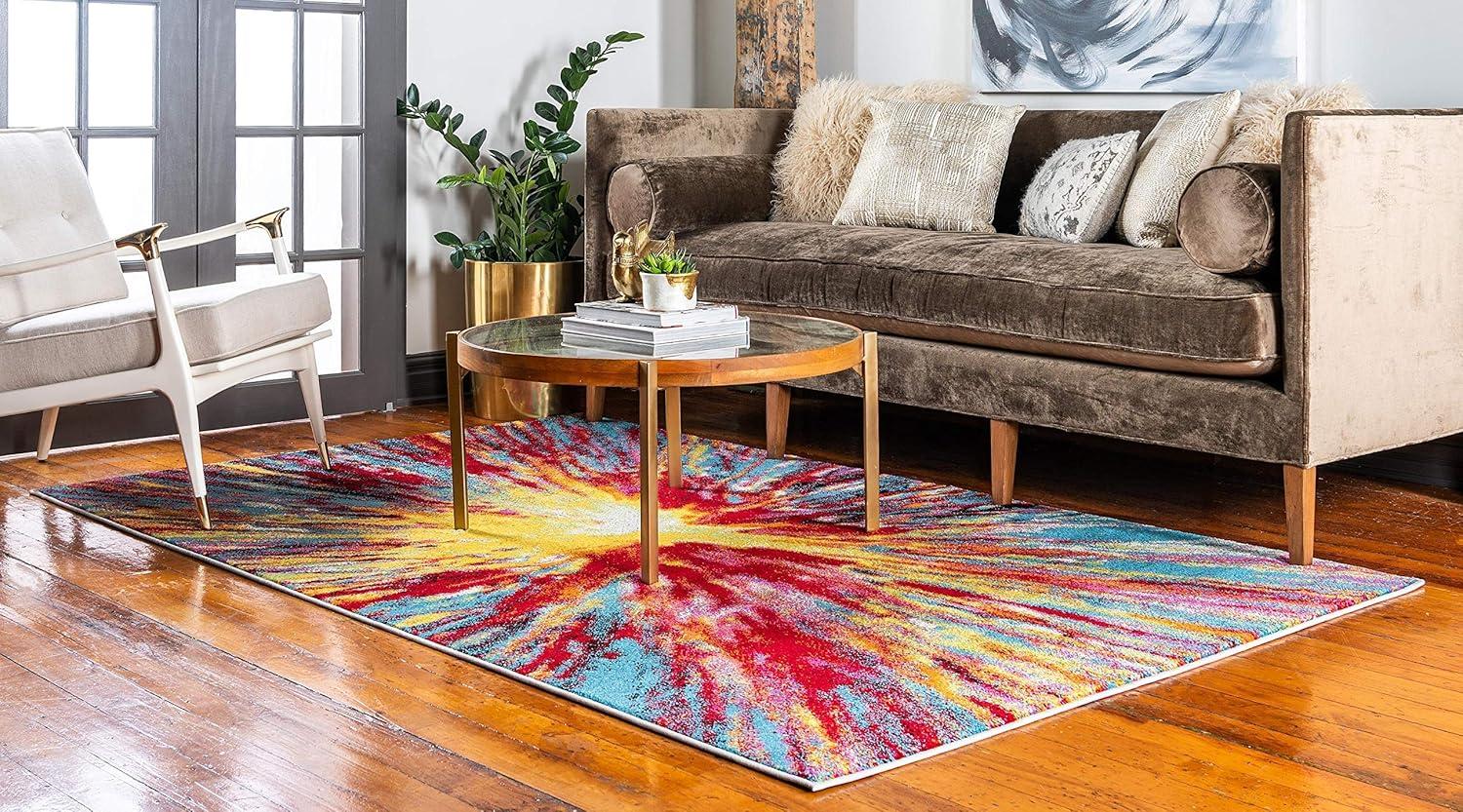 Unique Loom Lyon Collection Area Rug - Ruby (9' x 12' 2" Rectangle Multi/Blue)