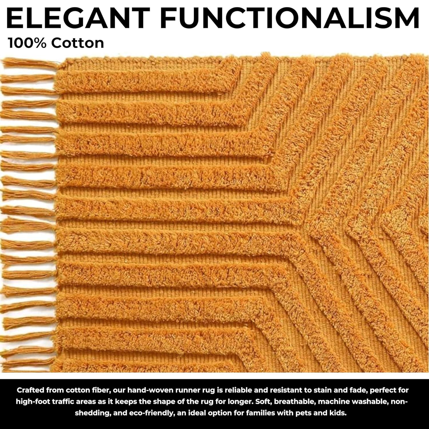 Boho Rugs for Living Room 4x6, Farmhouse Cotton Area Rug for Bedroom, Washable Tufted Indoor Floor Carpet for Kitchen Dorm Office Dining Room Office H