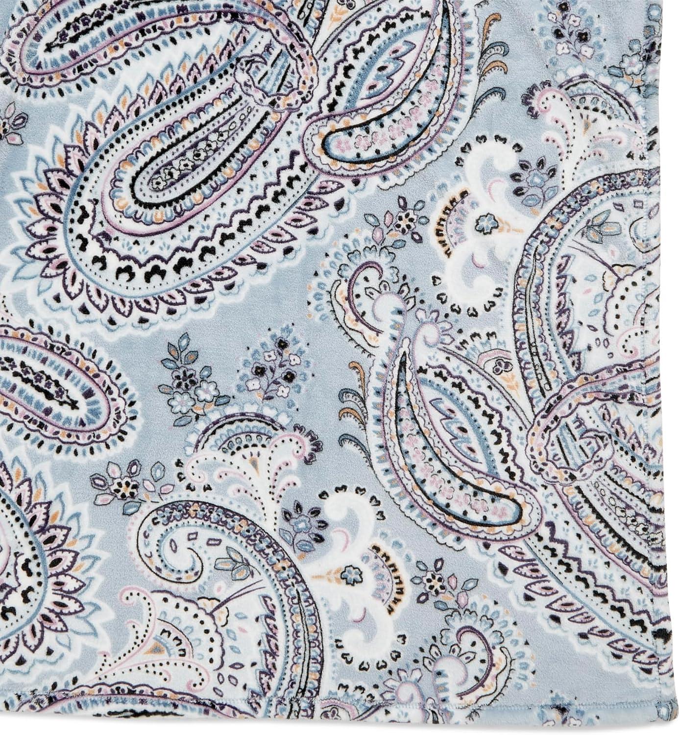 Soft Sky Paisley Fleece Plush Throw Blanket, 80 x 50