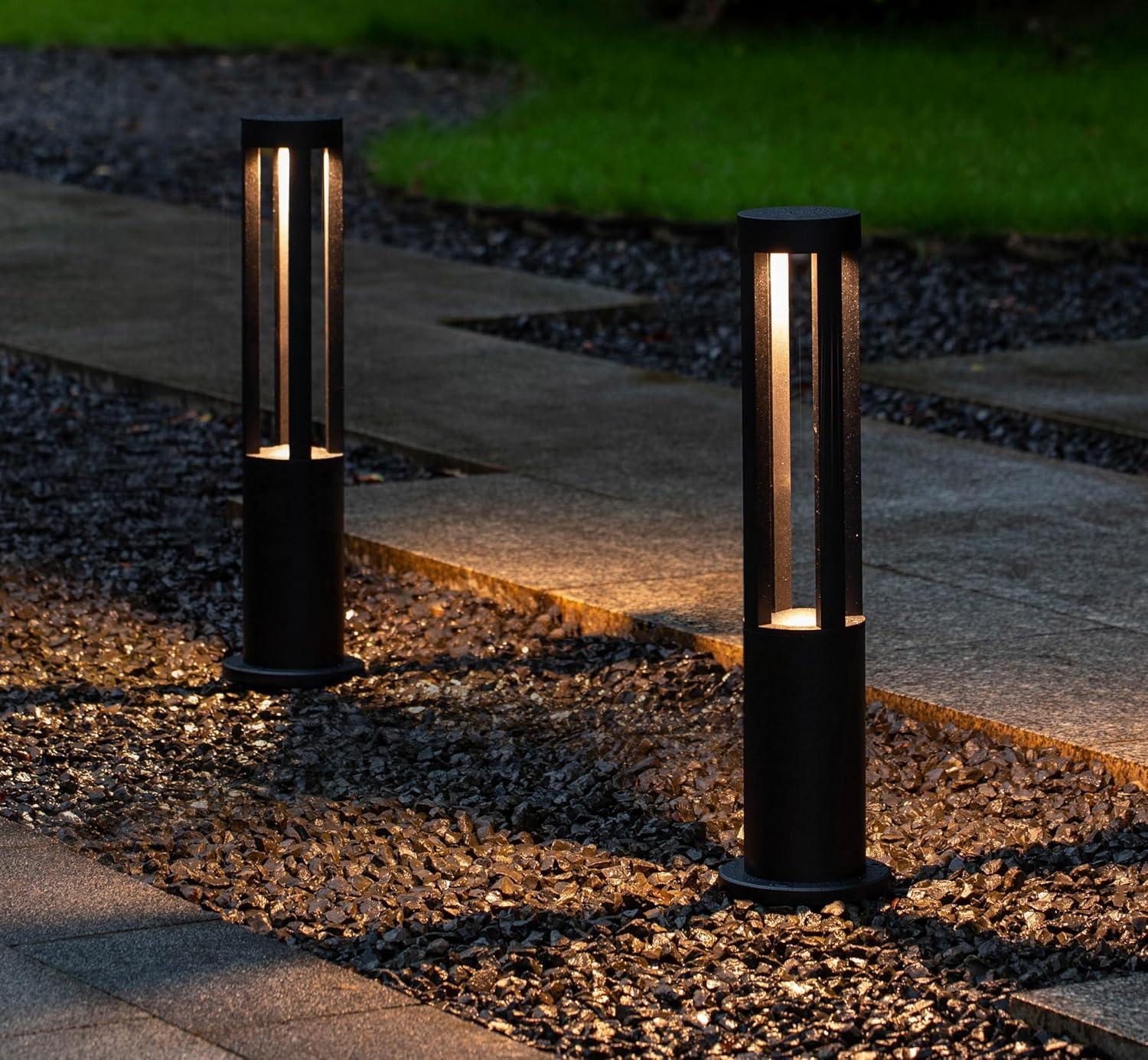 Gardenised Black Integrated LED Metal Bollard Light