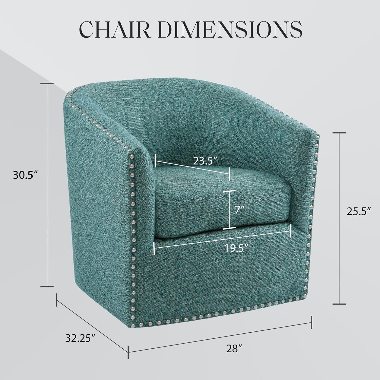 Sheldon Swivel Chair Teal: Upholstered Polyester, No Assembly, Modern Armchair, 300 lbs Capacity