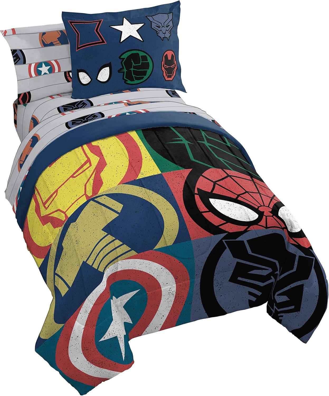 Marvel Avengers Licensed Microfiber Basic Weave Reversible Washable Bedding Sets, Full, Multicolor