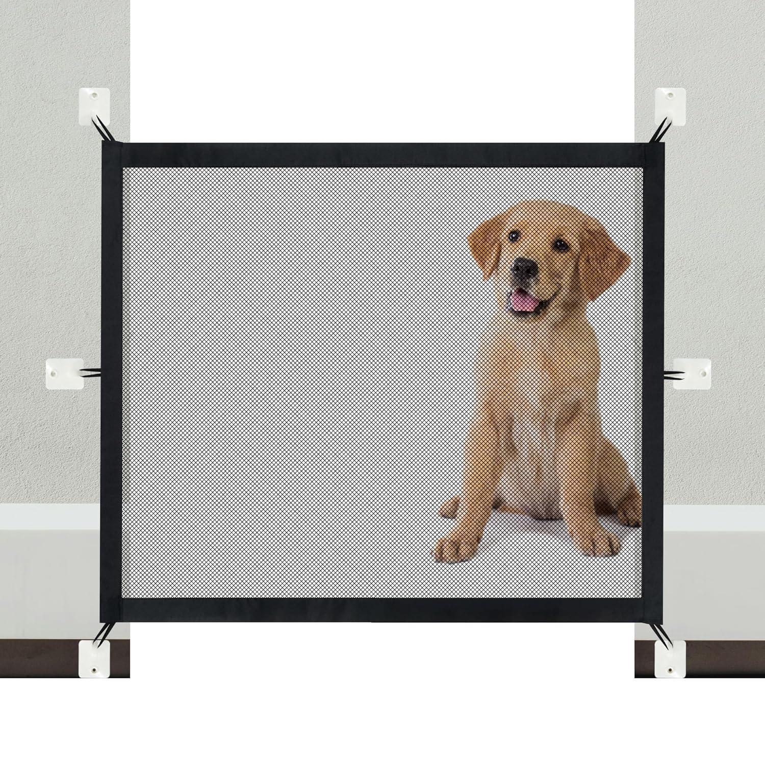 Black Retractable Fabric Pet Gate for Stairs