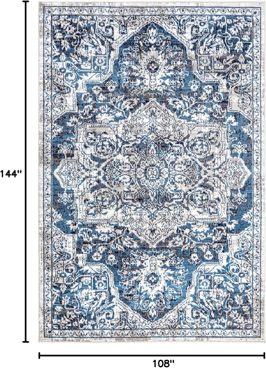 Nuloom Maryanne Geometric 9x12 Indoor Area Rug for Living Room Bedroom Dining Room Kitchen, Blue/Ivory