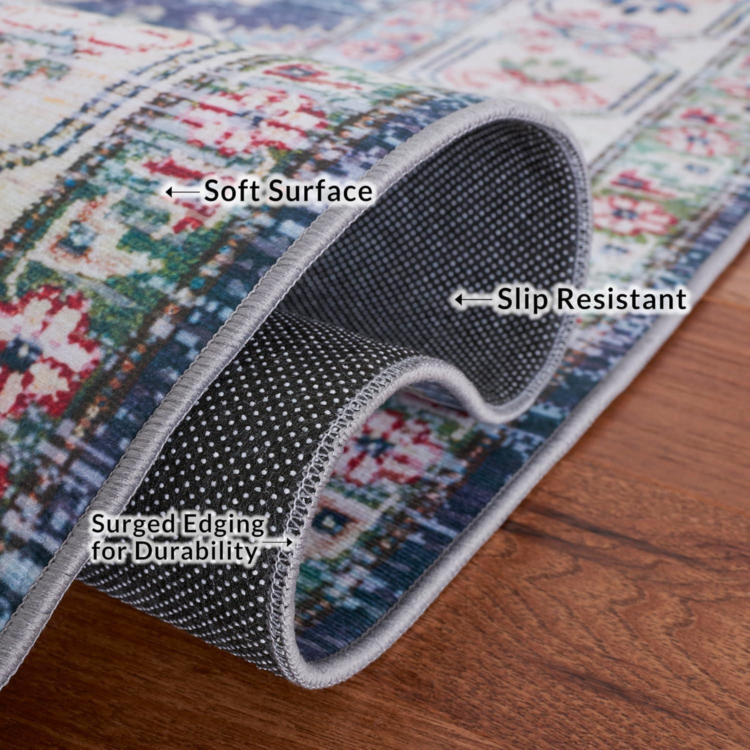 Tucson Vintage Persian TSN196 Power Loomed Machine Washable Skid-Resistant Indoor Area Rug - Navy/Beige - 9'x12' - Safavieh