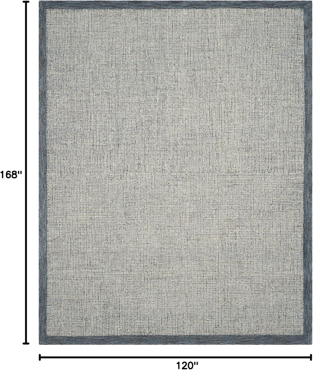 Navy and Ivory Tufted Handmade Wool Area Rug, 10' x 14'