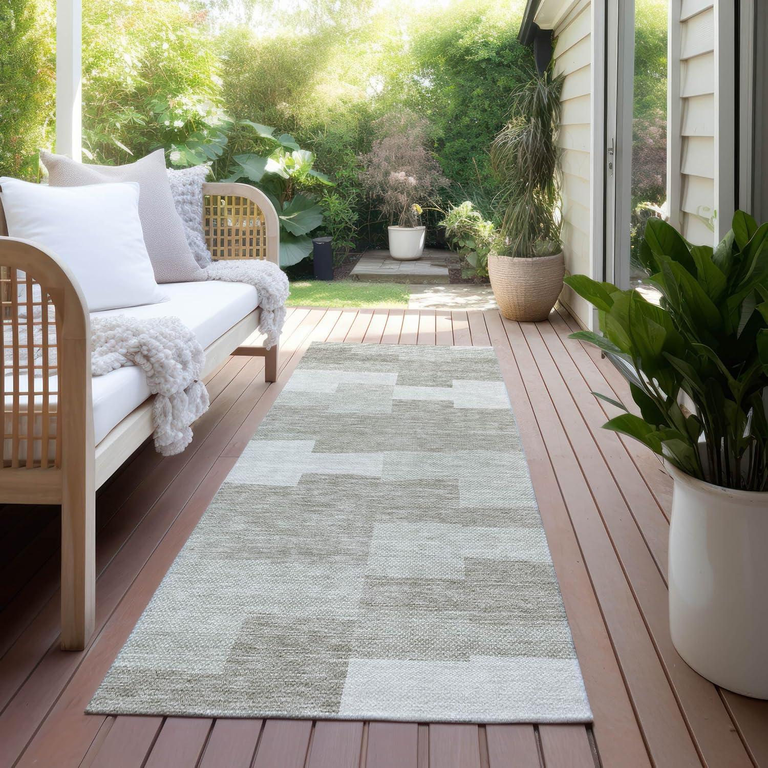 Taupe Synthetic Flat Woven Reversible Runner Rug 2'3" x 7'6"