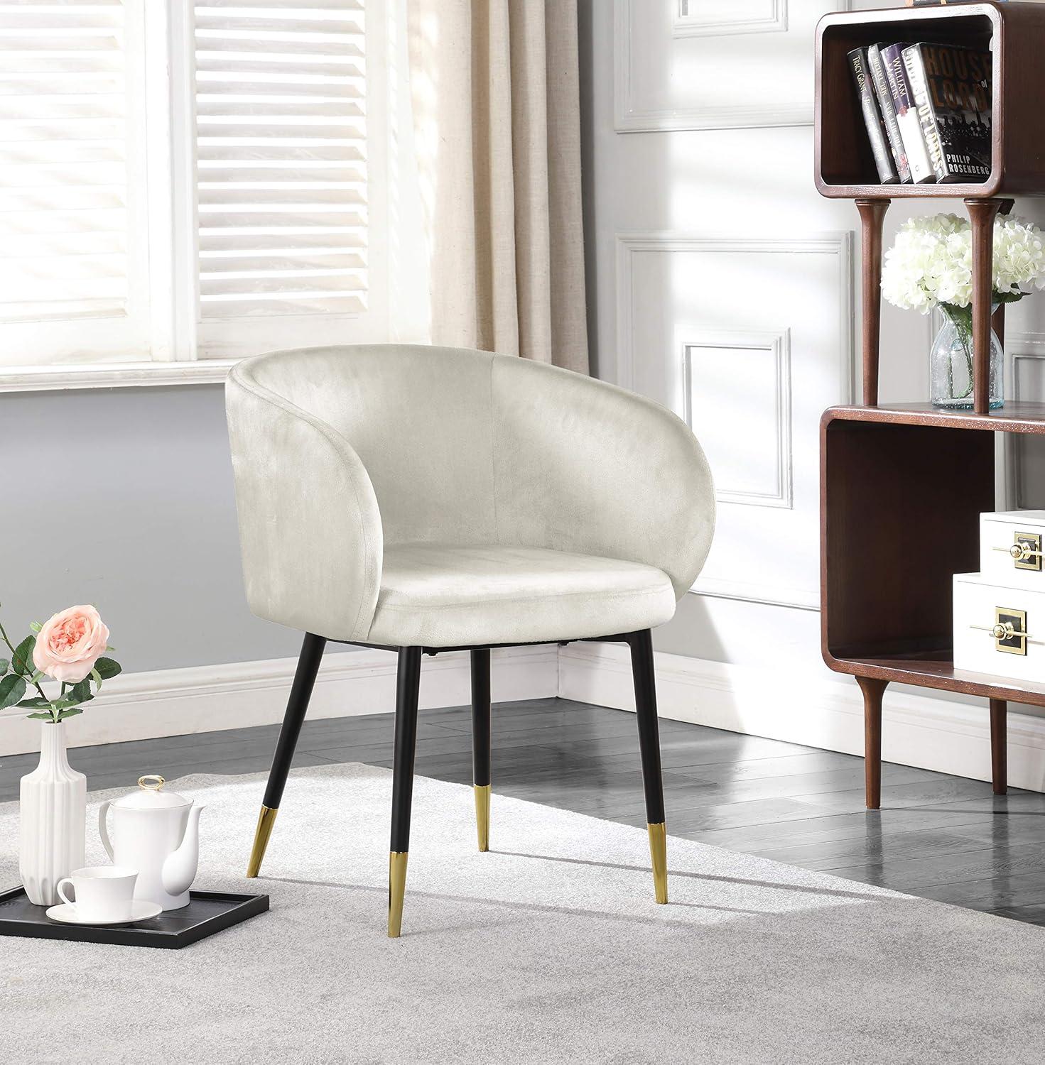 Meridian Furniture Louise Velvet Dining Chair in Cream