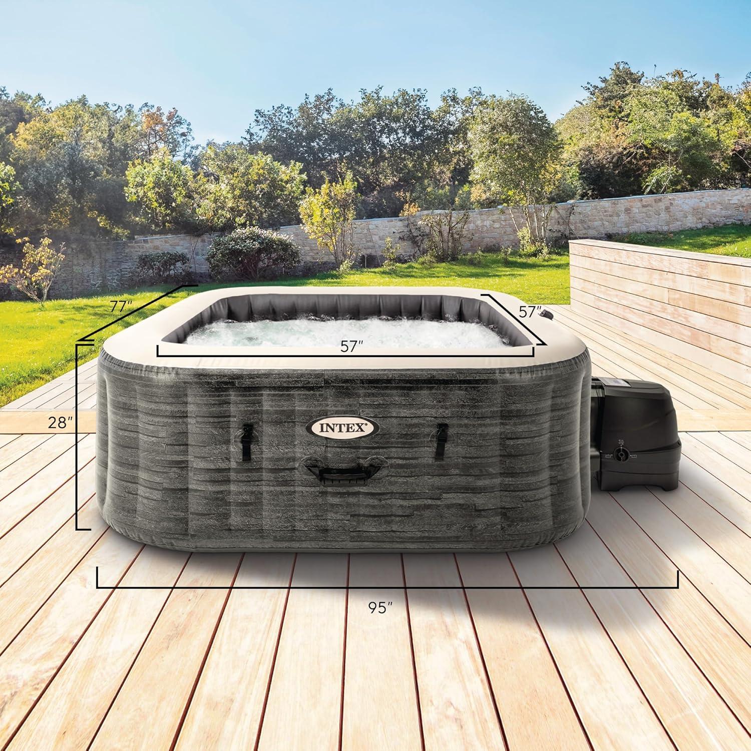 Intex Intex 120 Volt 6 Person - Person 140 - Jet Vinyl Square Inflatable Hot Tub in Gray