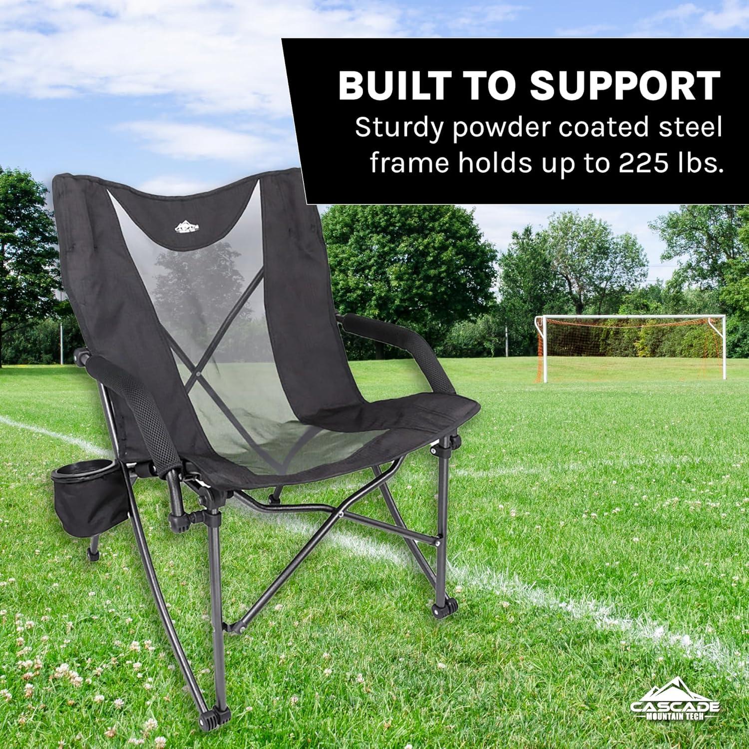 Cascade Mountain Tech Heavy Duty LP Camp Chair All Ages, Rip Stop Polyester Fabric