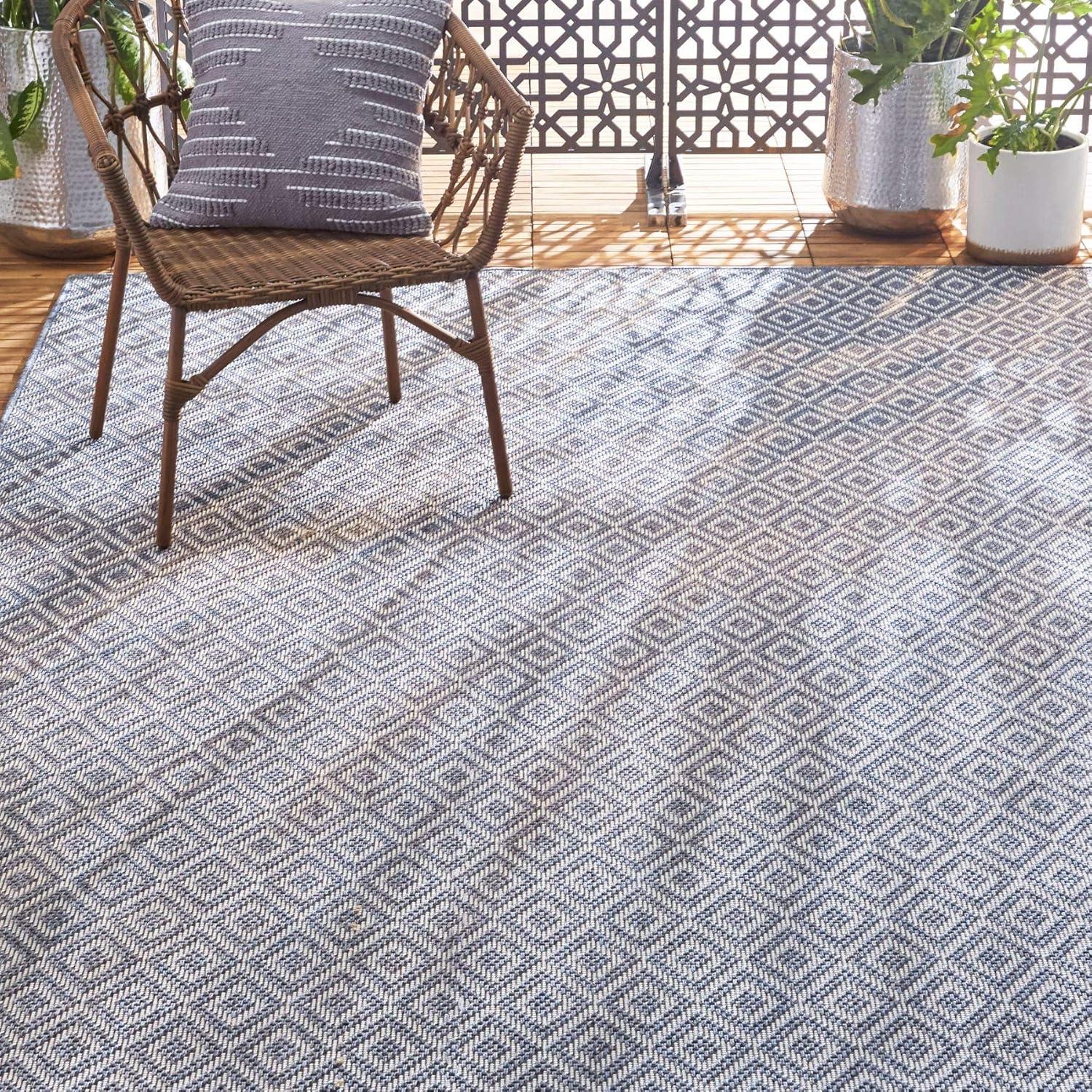 7'10" x 10'2" Tripoli Lydia Indoor/Outdoor Rug Denim/Cream - Home Dynamix: UV & Stain Resistant, Woven