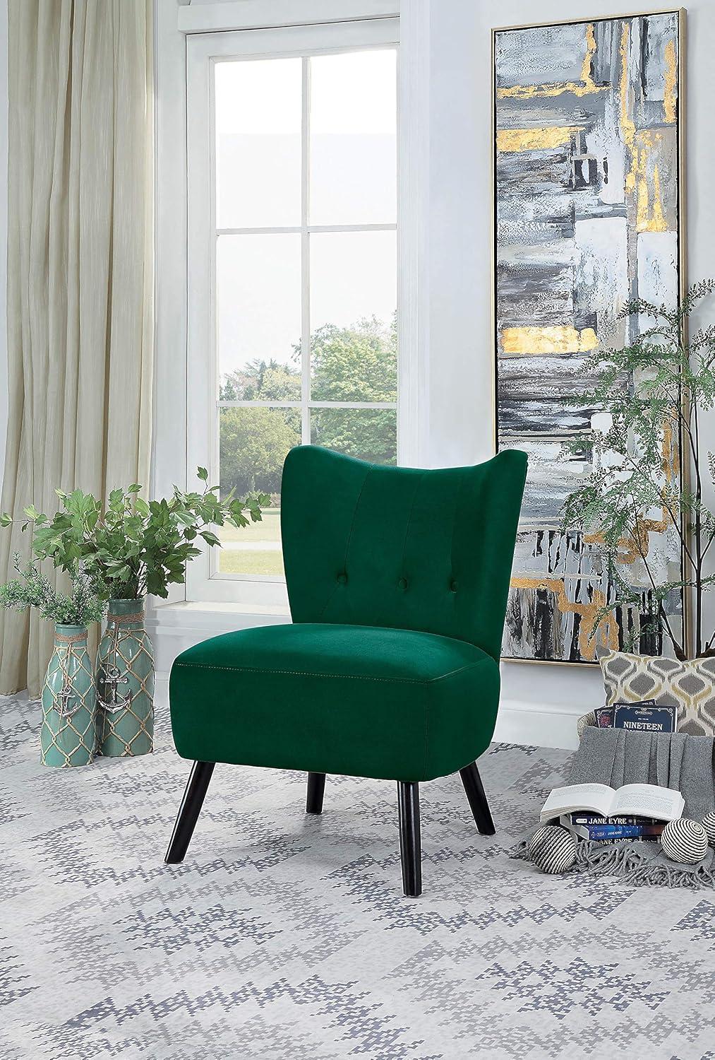 Homelegance Imani Mid Century Modern Velvet Home Accent Upholstered Chair, Green