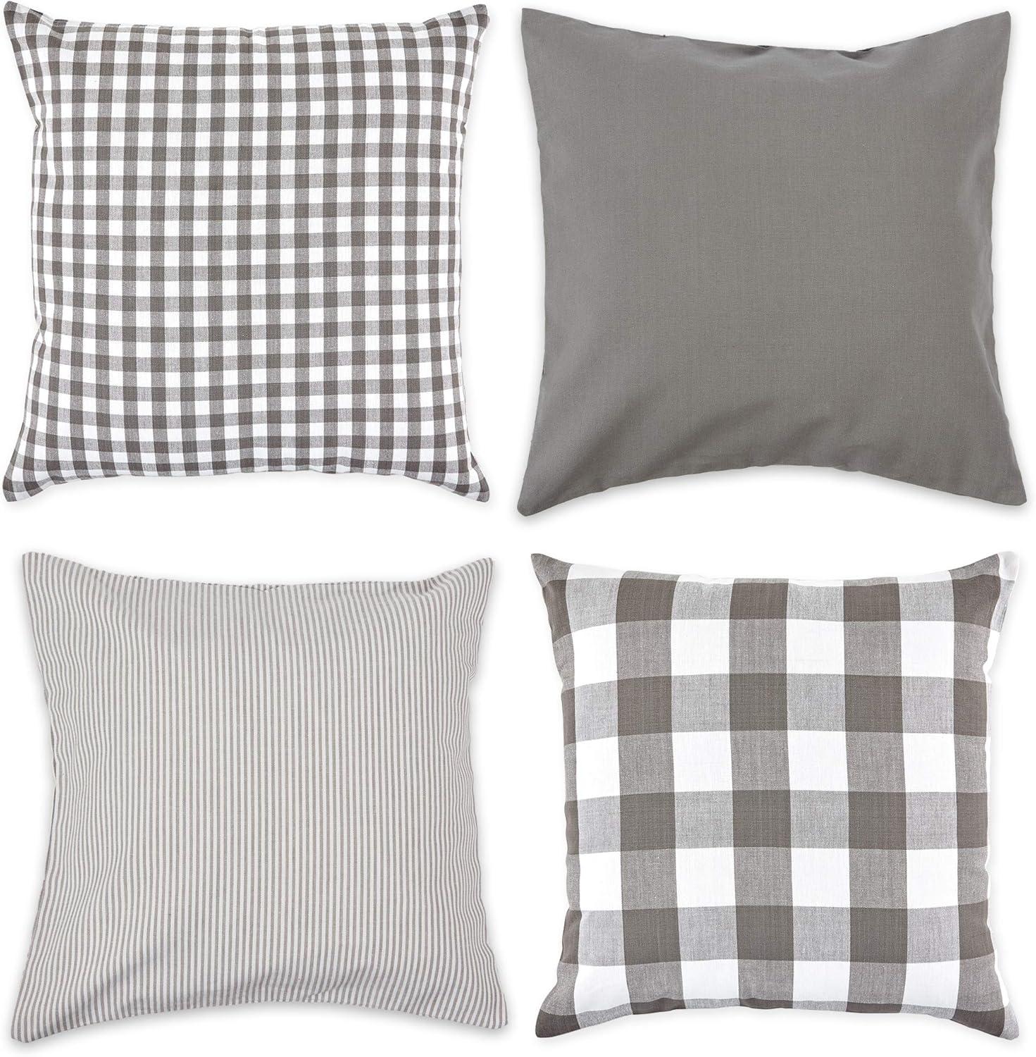 DII 18x18" Modern Cotton Assorted Pillow Cover in Gray/White (Set of 4)