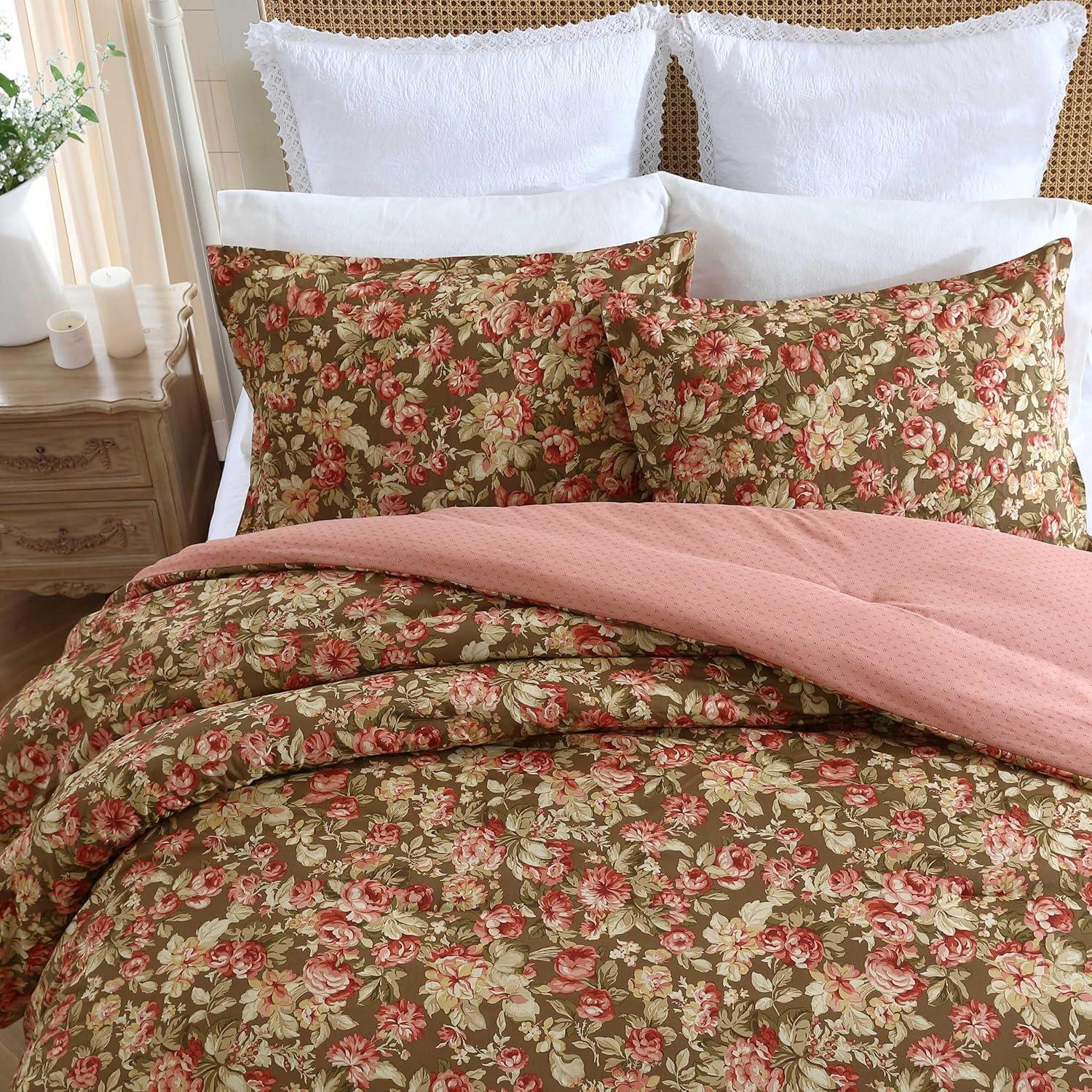 Laura Ashley Bloomsbury Cotton Reversible Brown Comforter Set