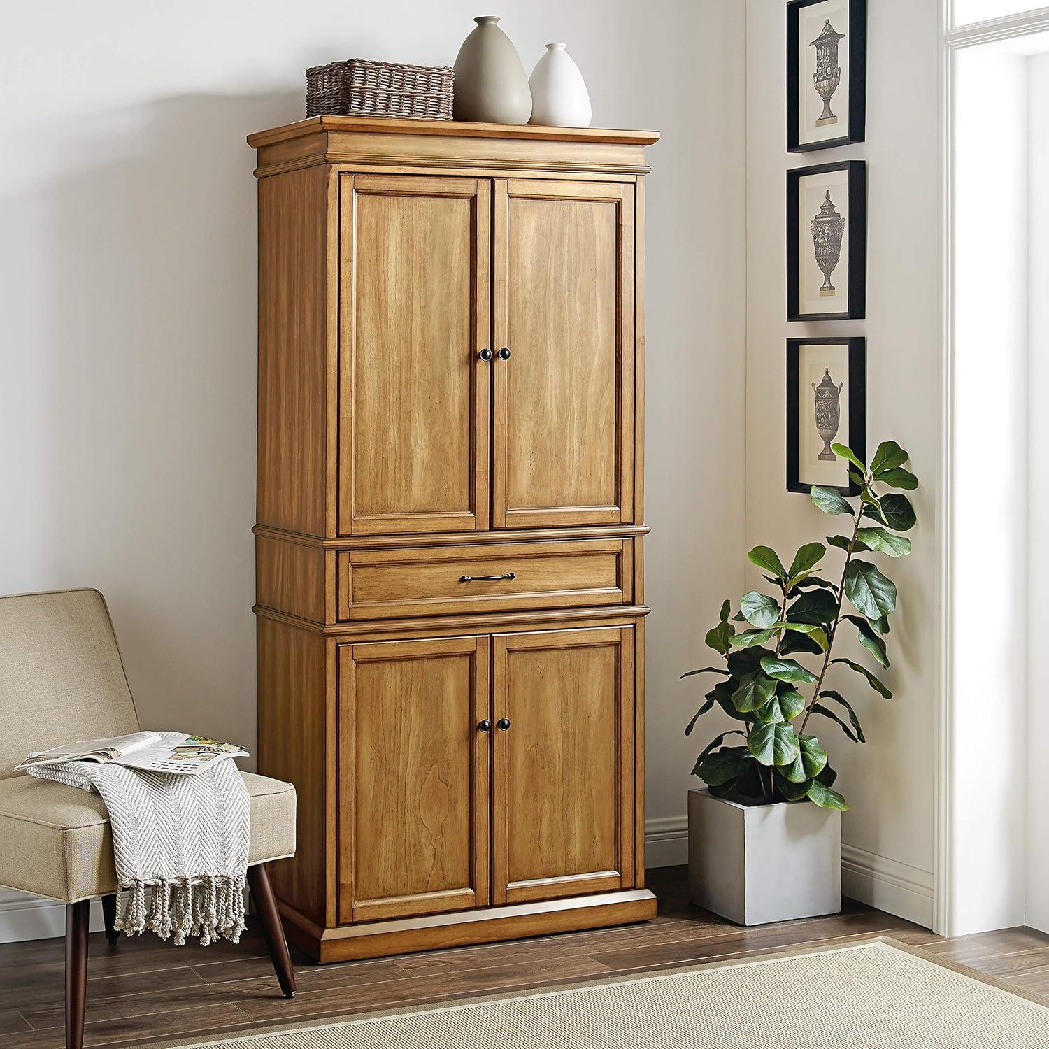 Parsons Pantry Storage Wood/Mahogany - Crosley: Adjustable Shelving, Drawer, Traditional Style